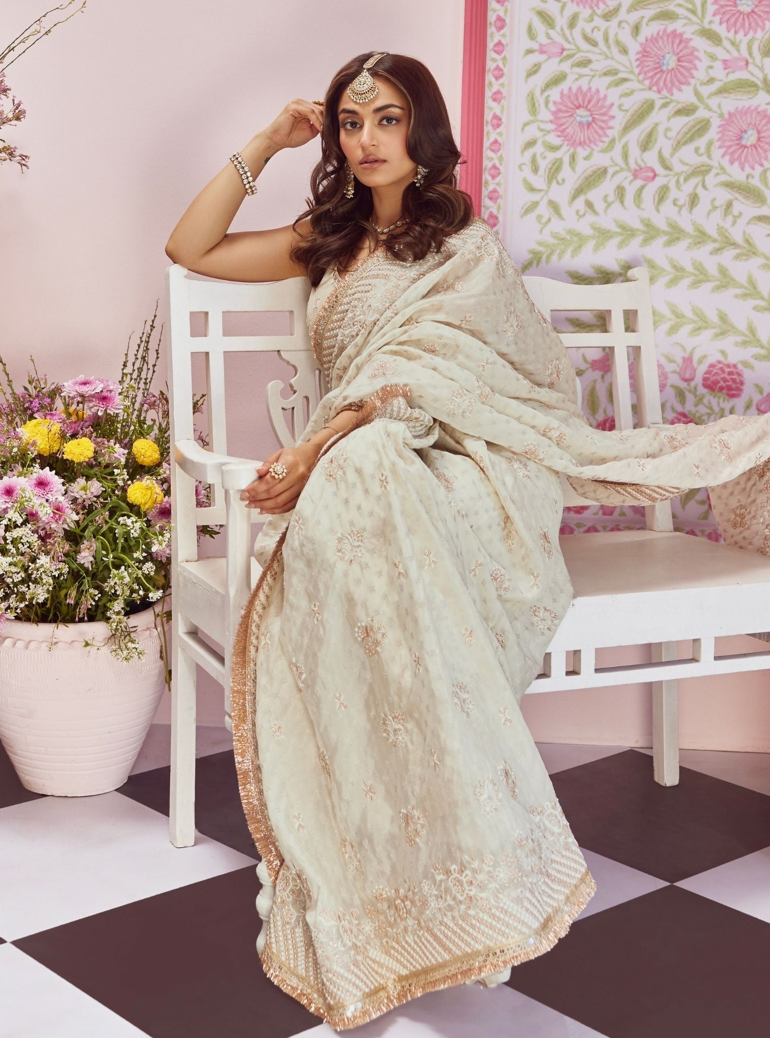 lagan Banarsi Off White Saree