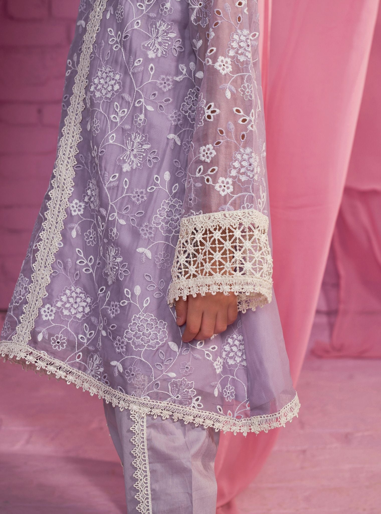 Safira Organza Lavender Kurta with Dhoti Pant Set