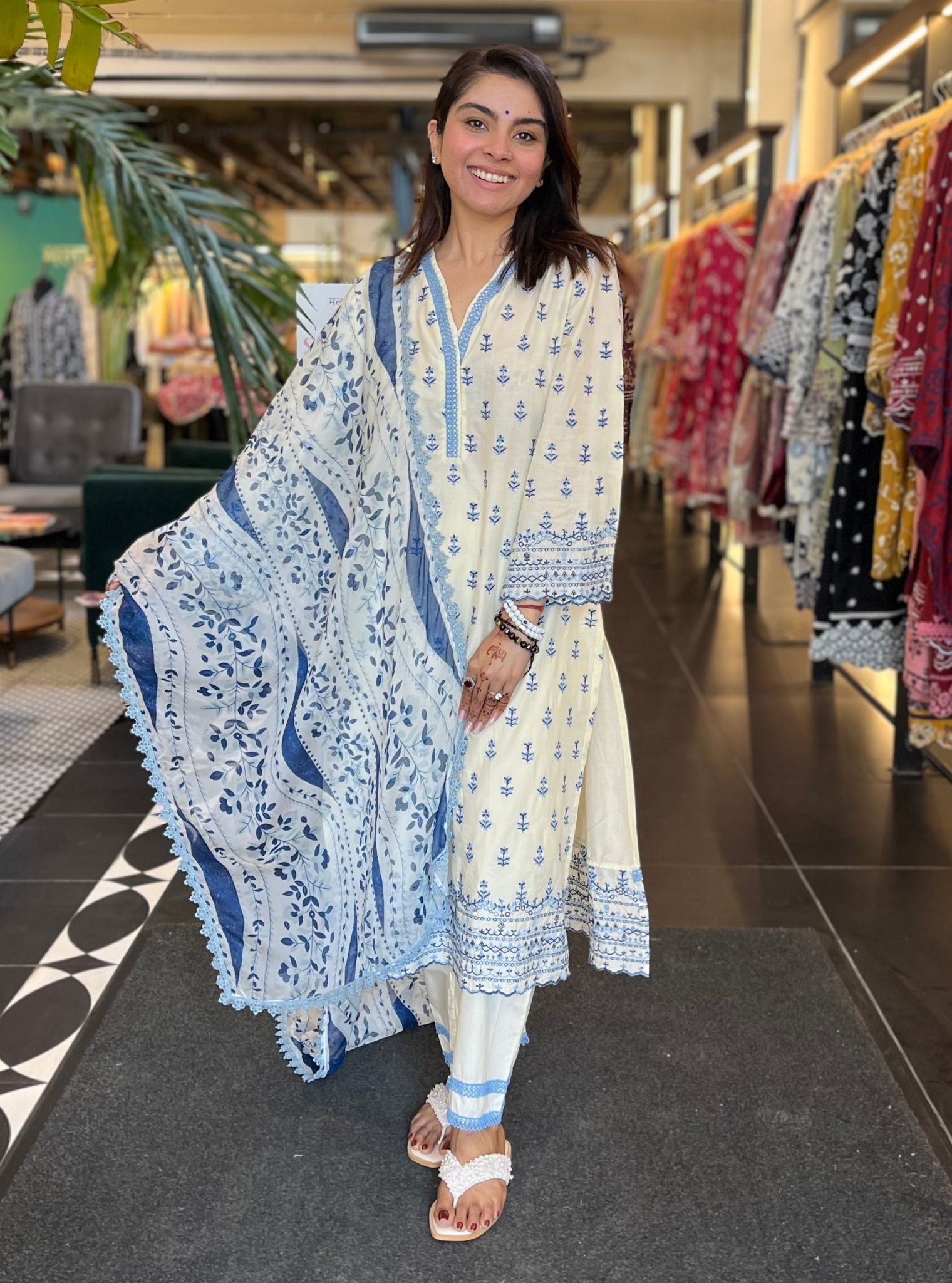 Nyra Supima Cotton Off White Kurta Set