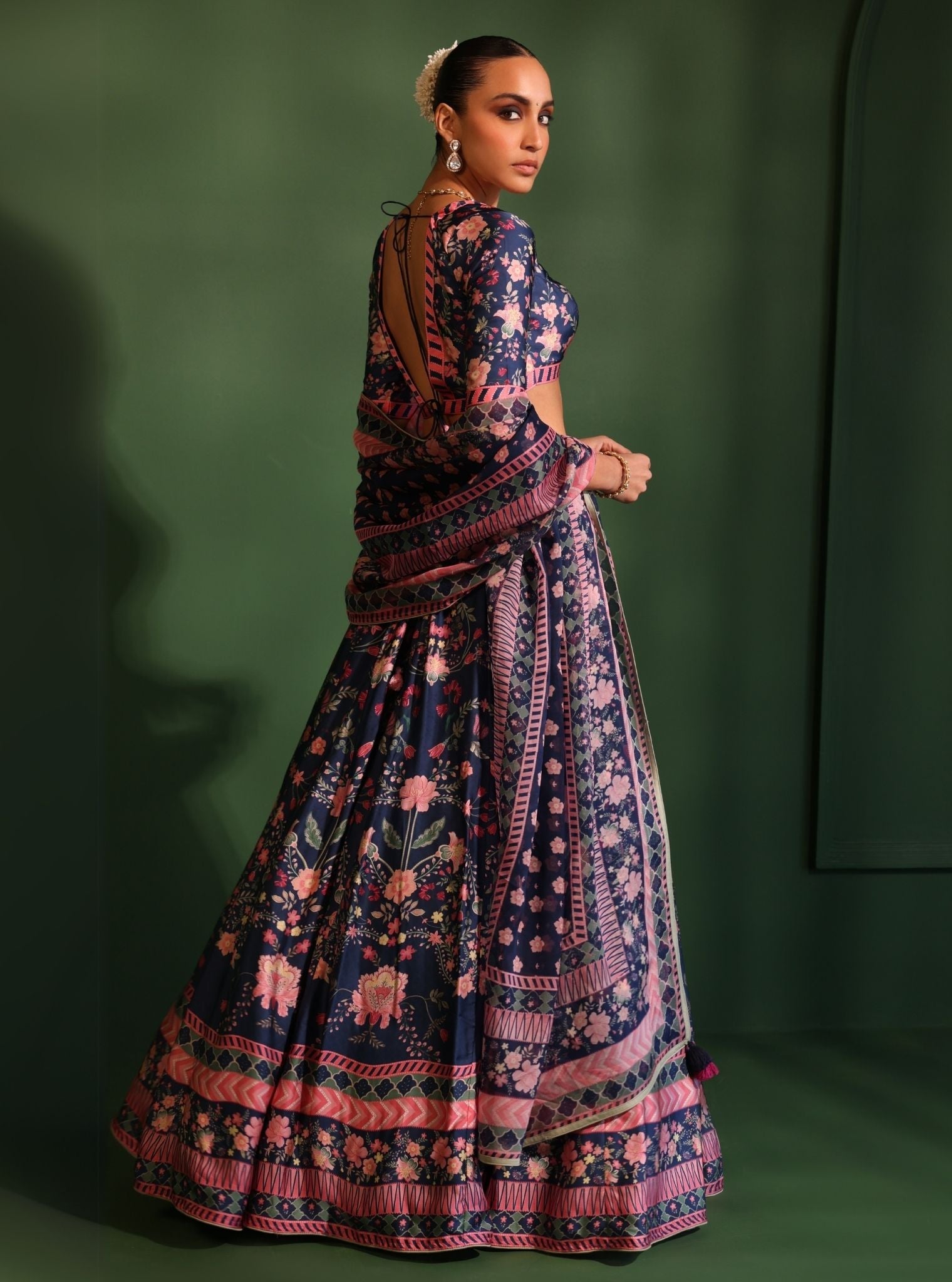Mulmul Organza Printed Jhanak Navy Dupatta