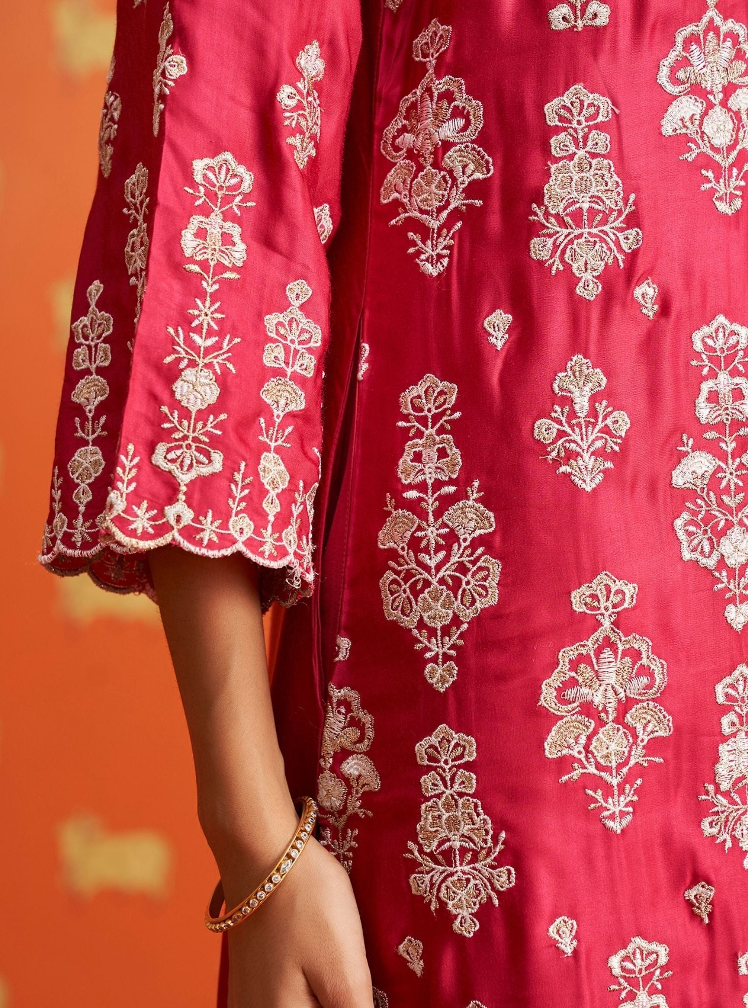 Florentina Cupro Satin Fuschia Kurta Set