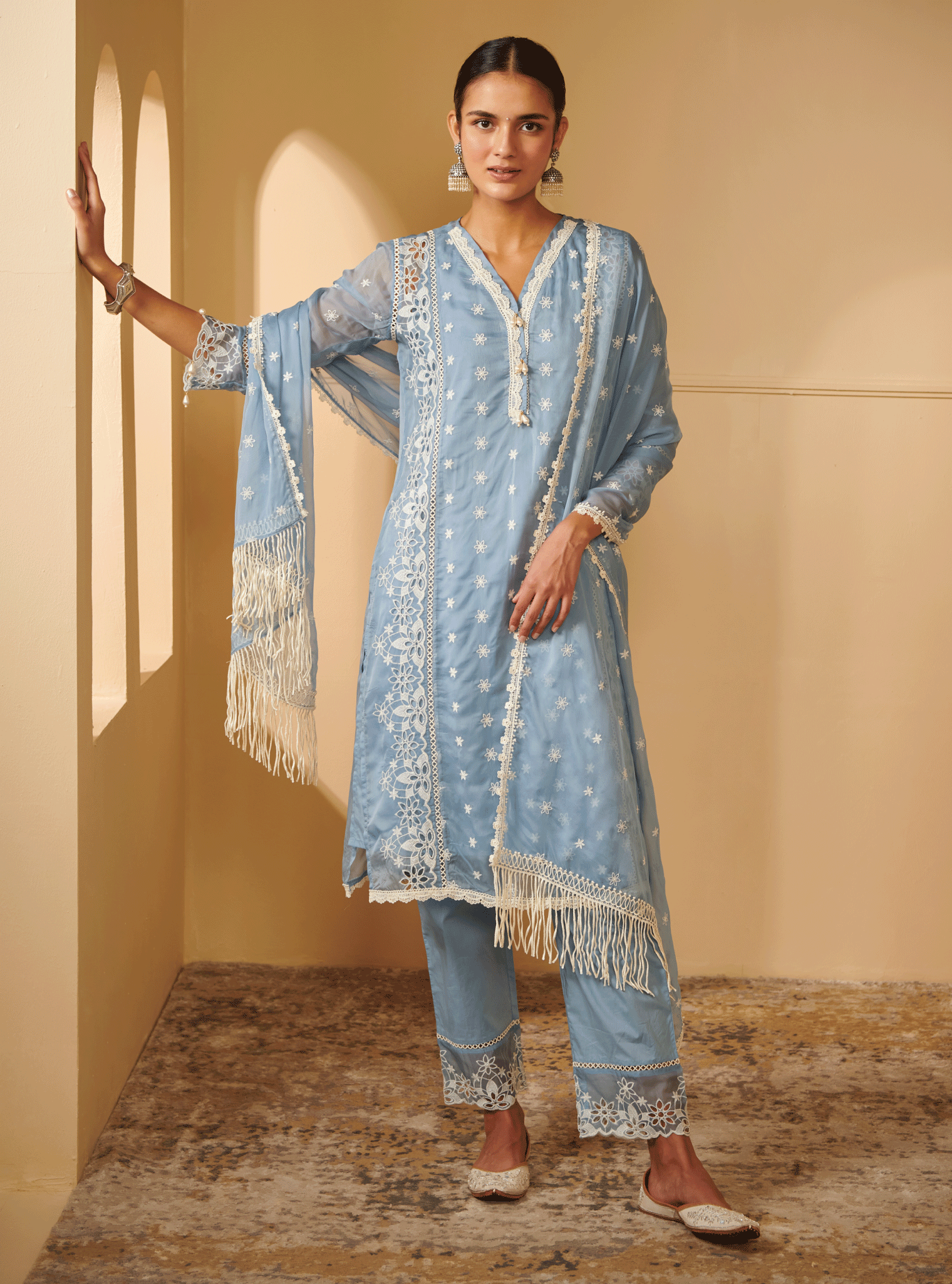 Valya Organza Blue Kurta Set