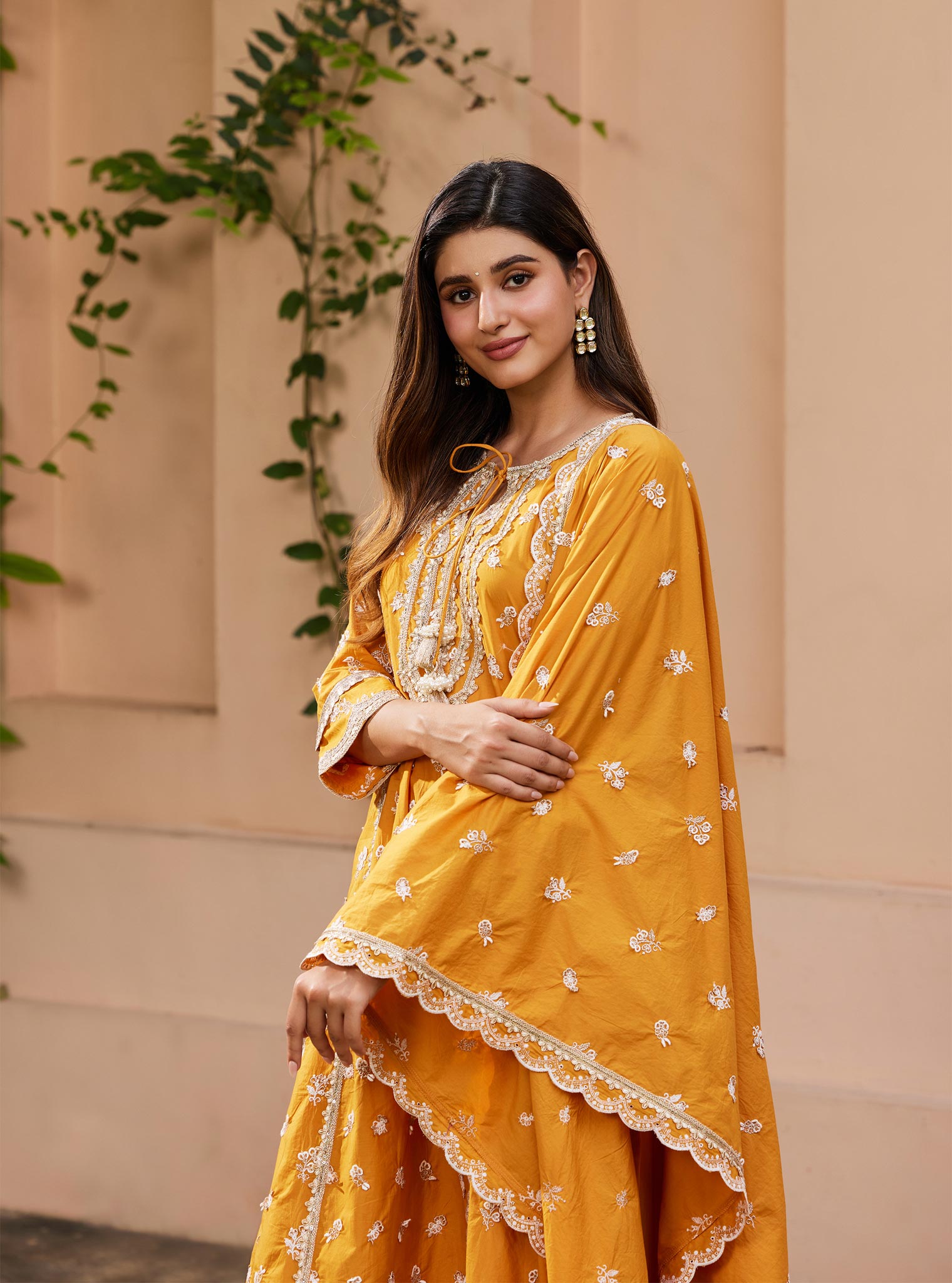Adah Supima Cotton Orange Kurta Set