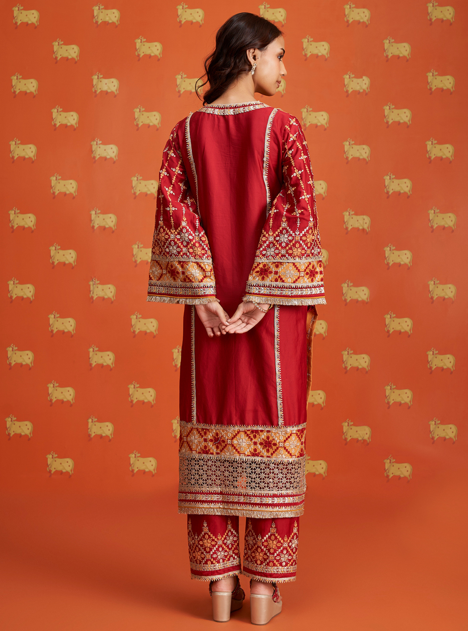 Anya Pima Satin Red Kurta Set