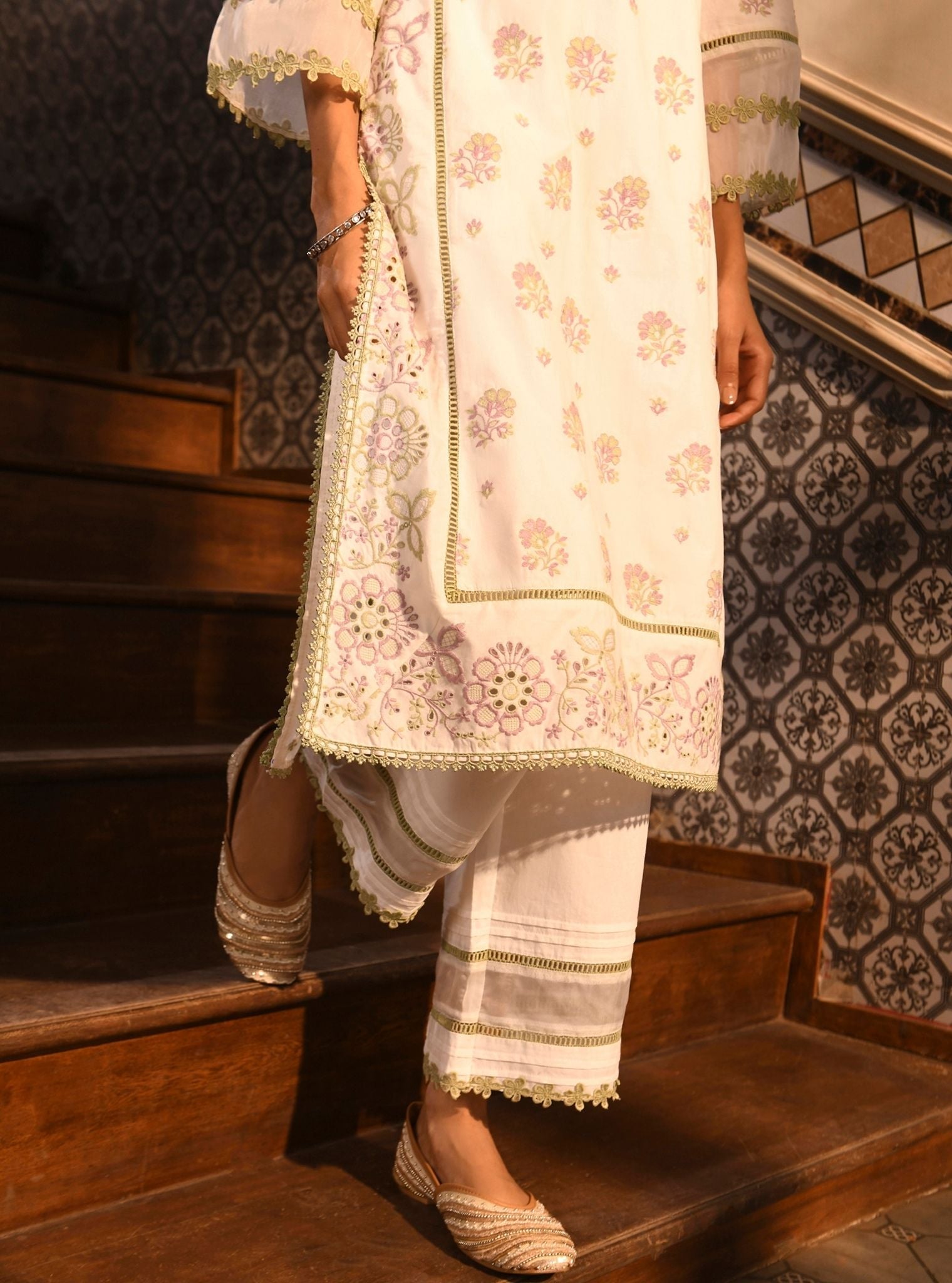 Banu Supima Cotton White Kurta Set