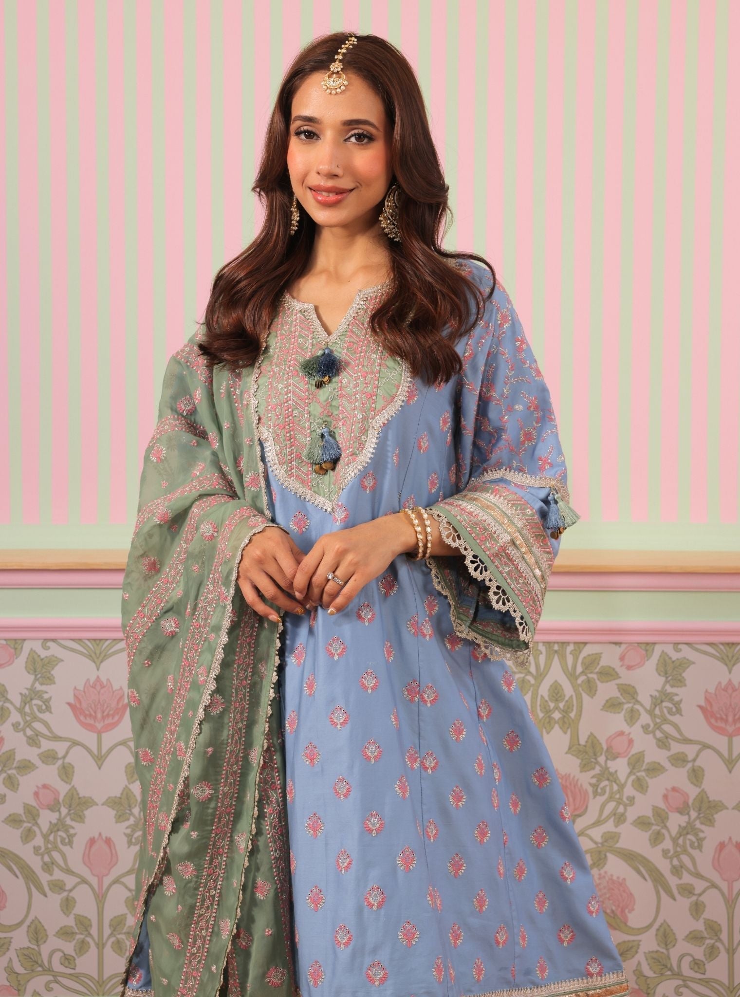 Bandhan Pima Satin Denim Kurta Set