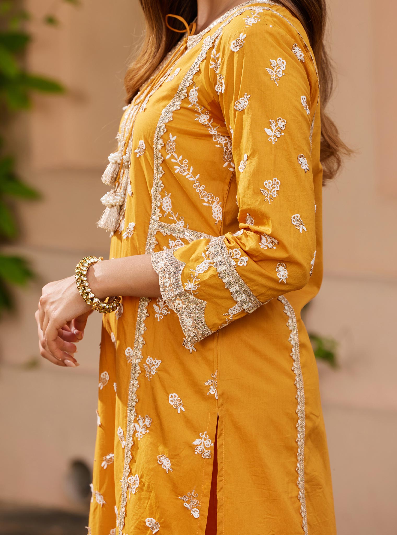 Adah Supima Cotton Orange Kurta Set