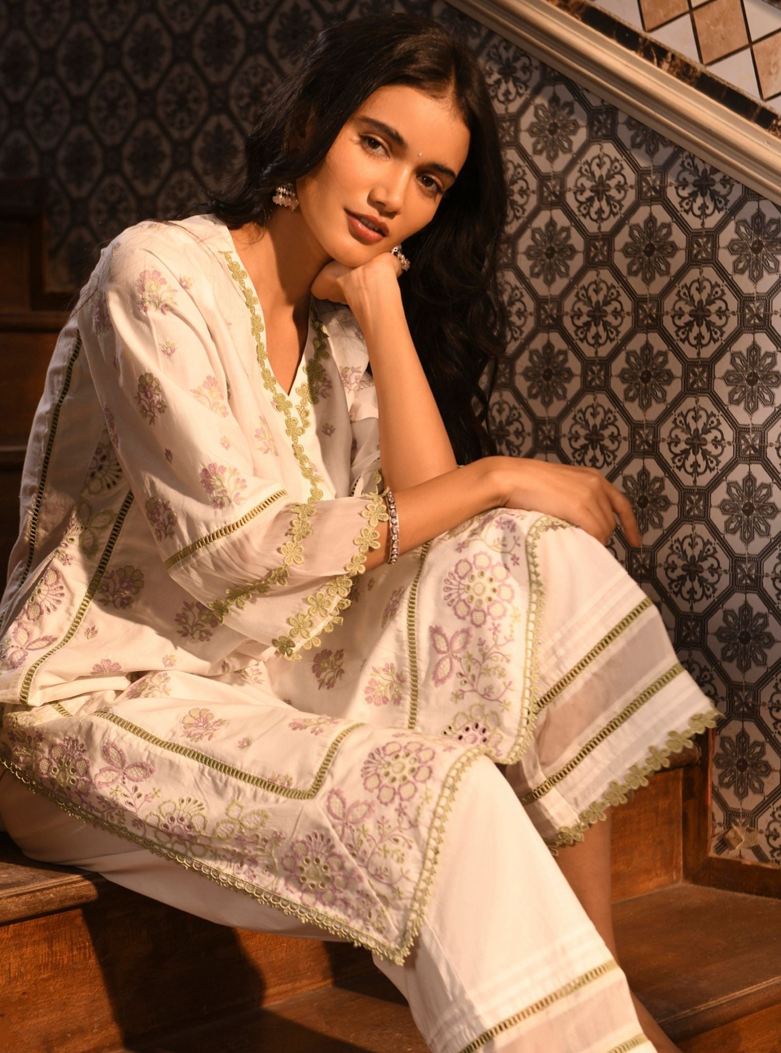 Banu Supima Cotton White Kurta Set