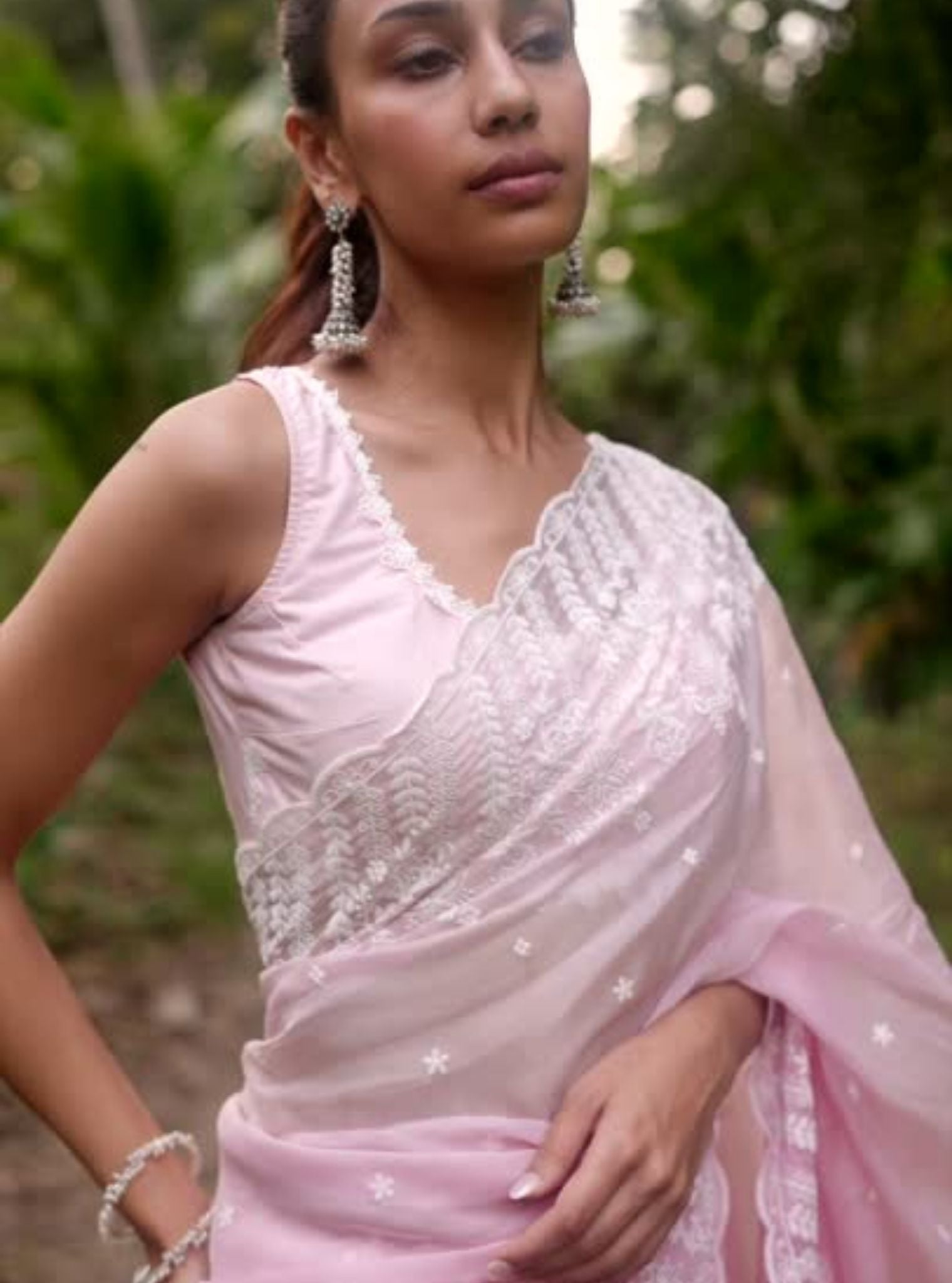 Roja Organza Ombre Pink Saree