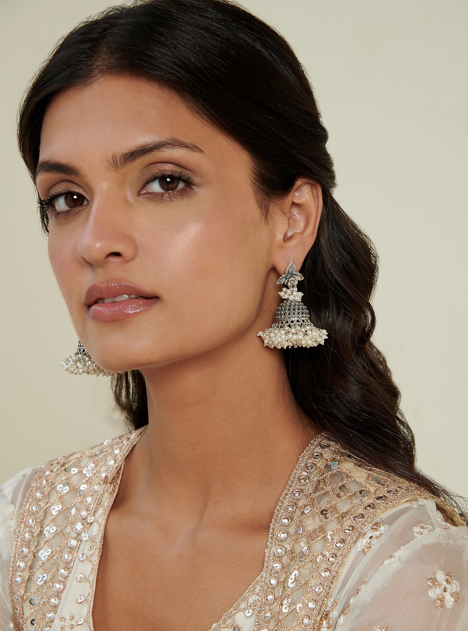 Pure Silver Rosette tribal jhumka