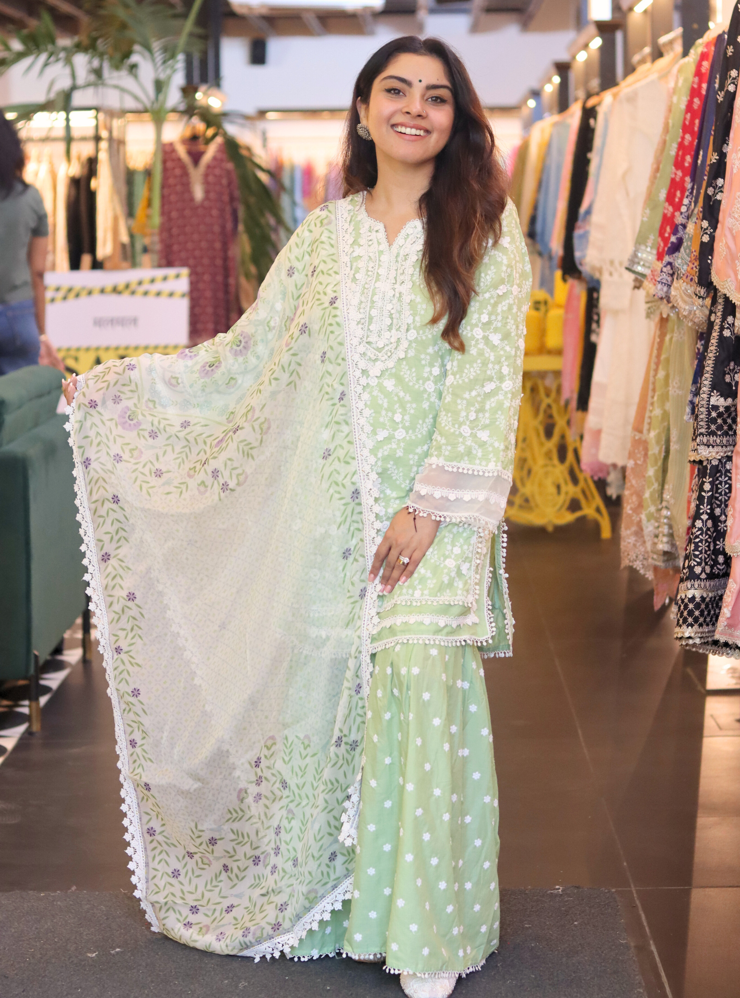 Kanji Supima Cotton Green Kurta with Garara Set