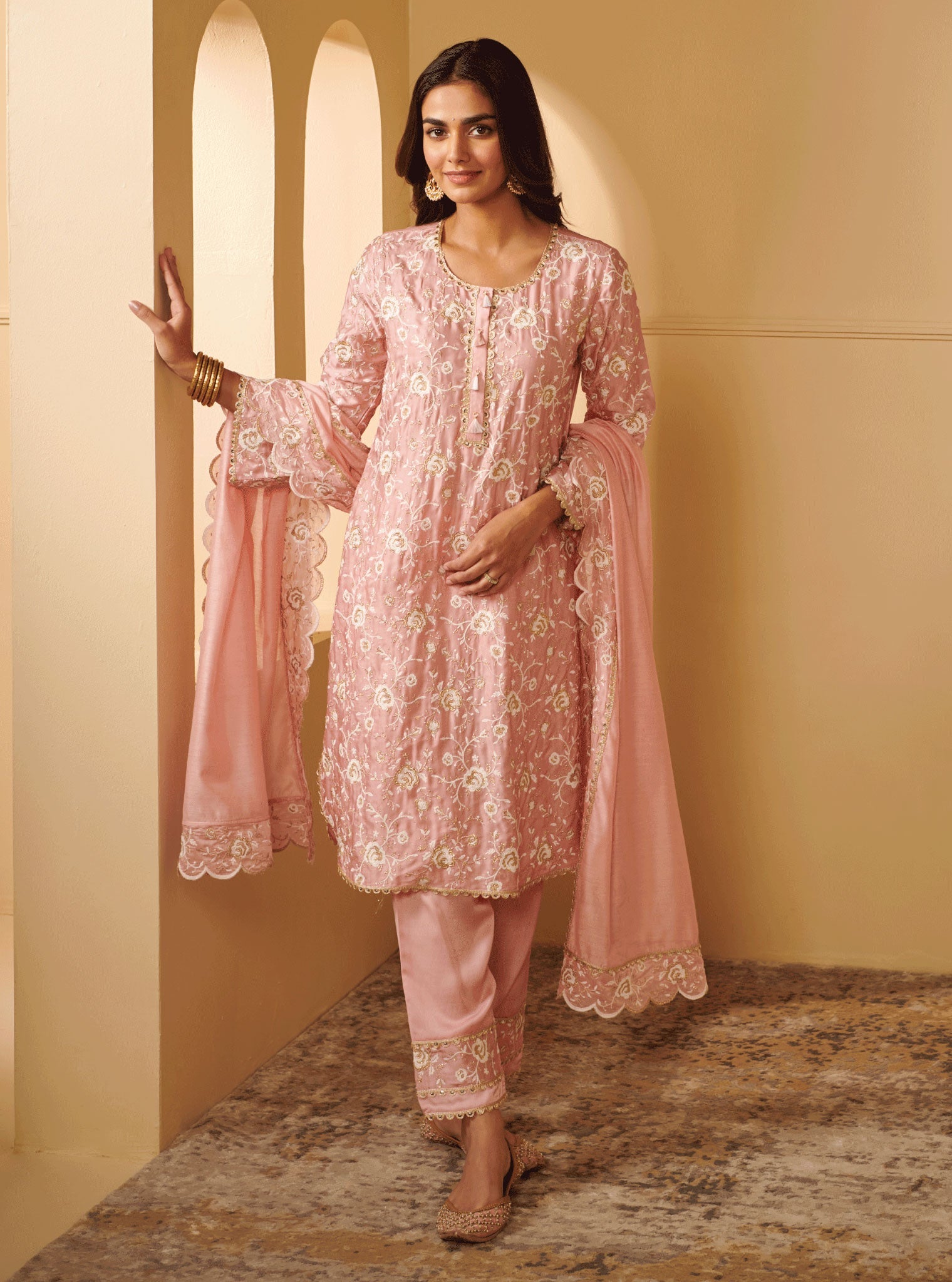 Apti Cupro Silk Pink Kurta Set