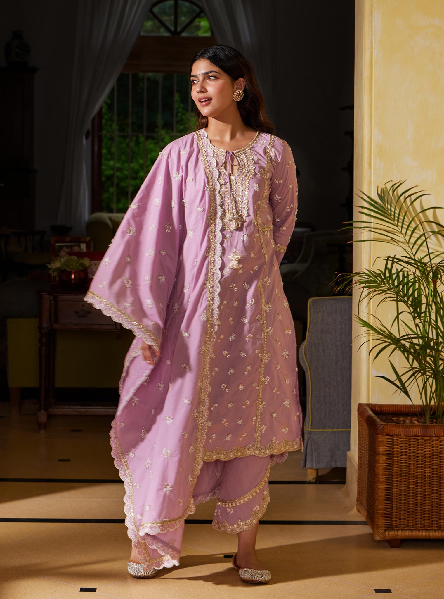 Adah Supima Cotton Lilac Kurta Set