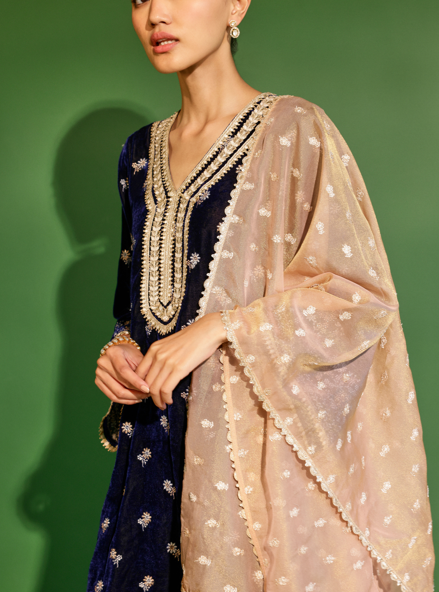 Zia Velvet Navy Kurta Set