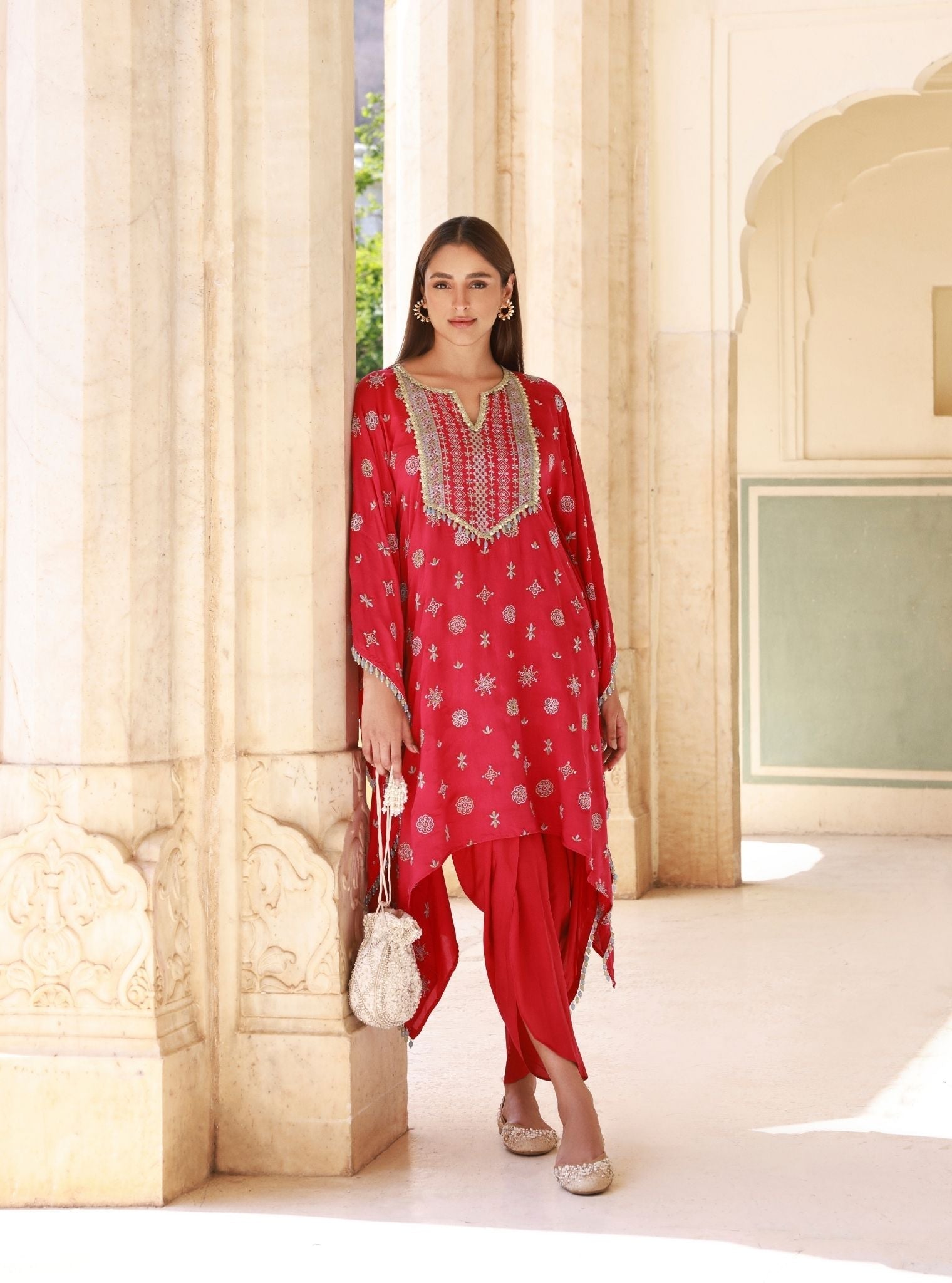 Dovira Lawn Fuschia Kaftan Set