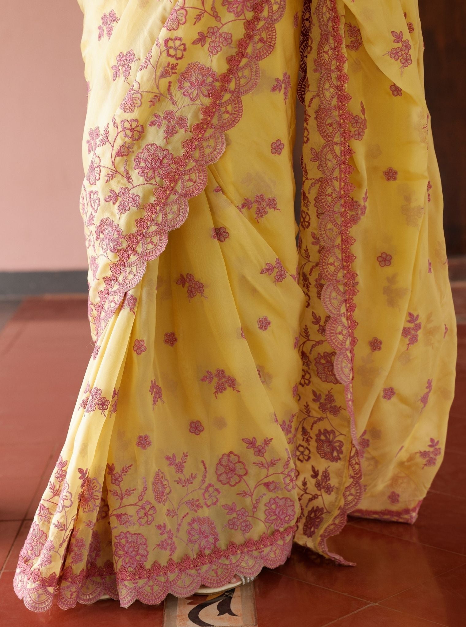 Chia Organza Yellow Saree