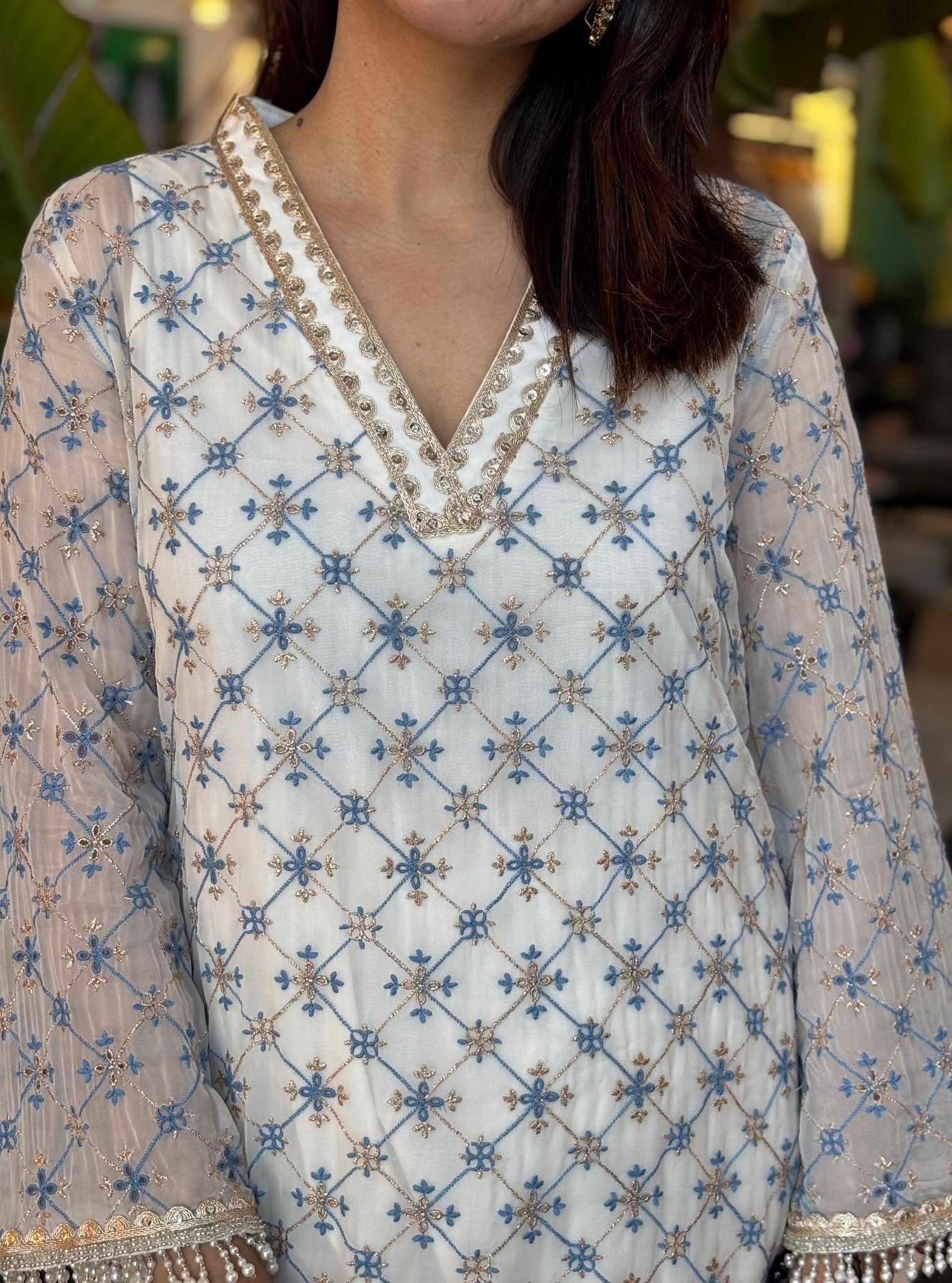 Annira Organza Off White Co-ord Set