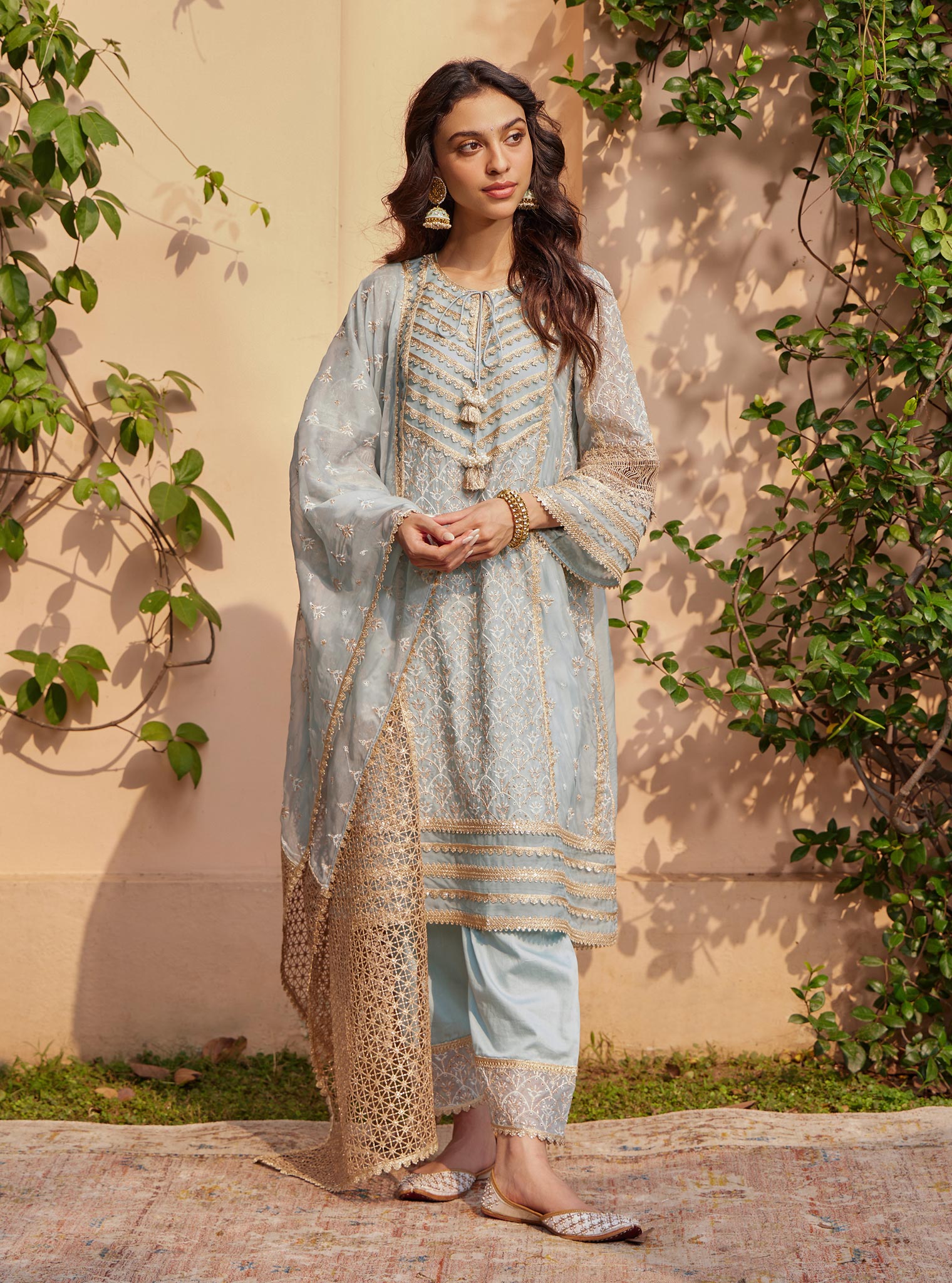 Vipas Organza Blue Kurta with Salwar Set