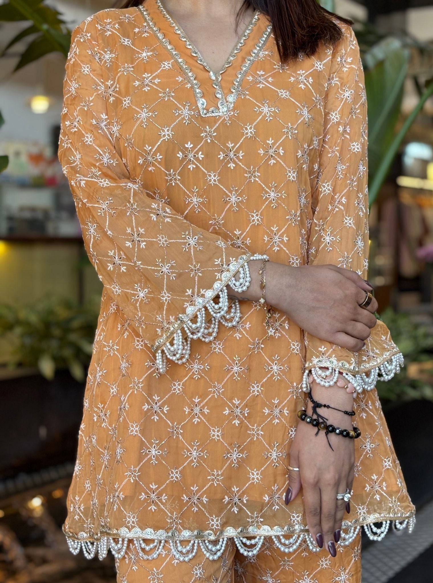 Annira Organza Orange Co-ord Set