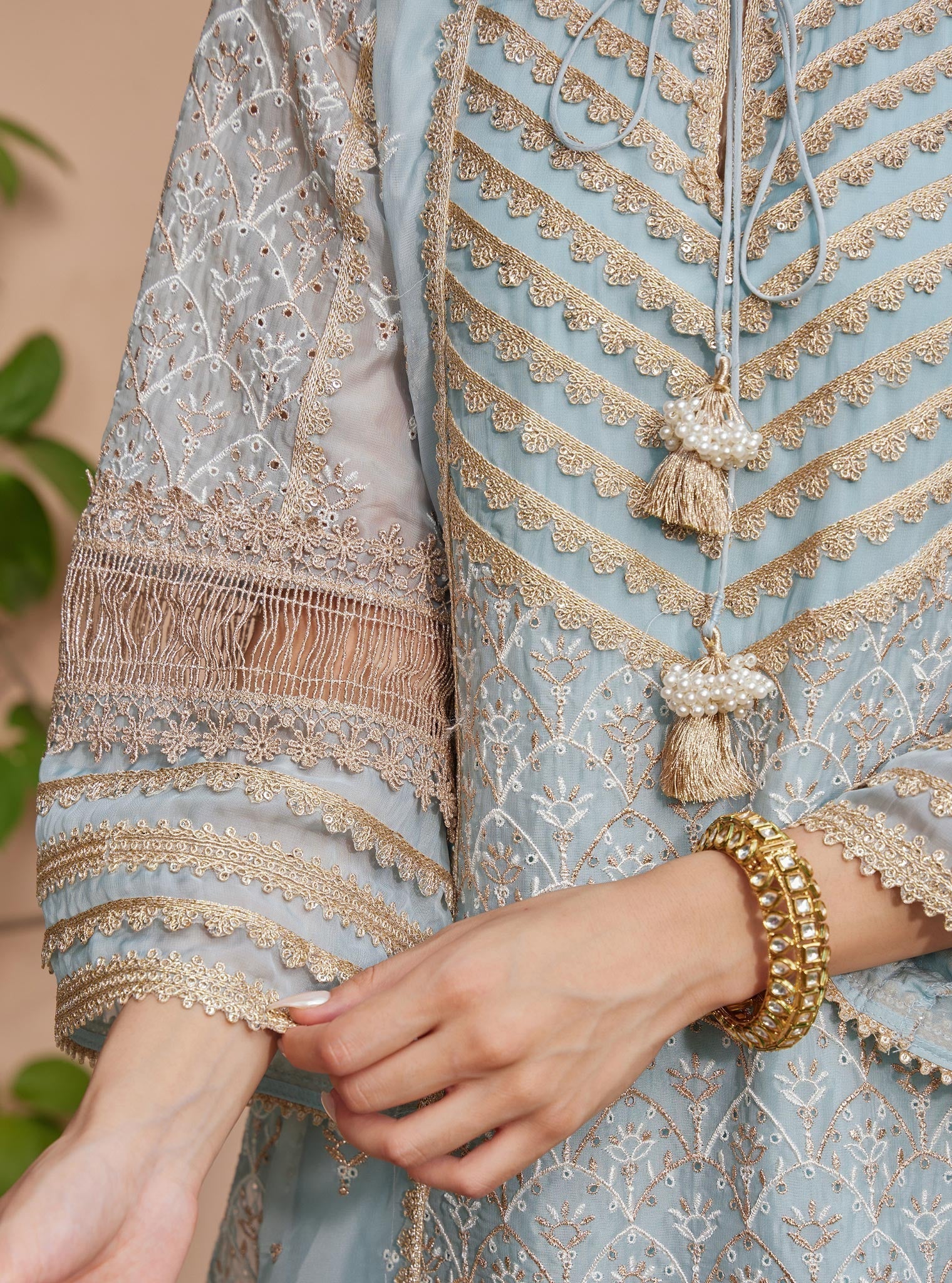 Vipas Organza Blue Kurta with Salwar Set