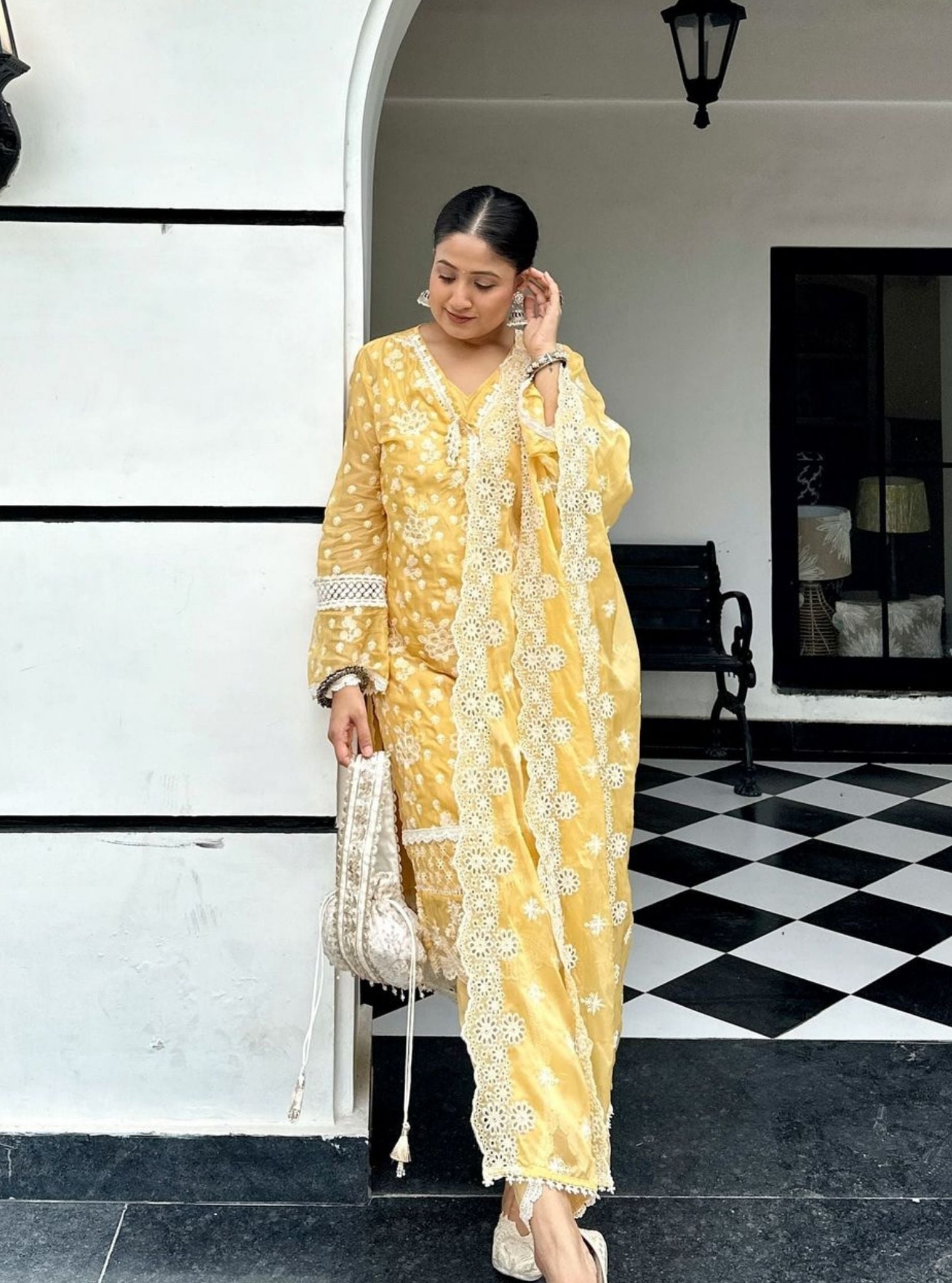Aylin Organza Yellow Kurta Set
