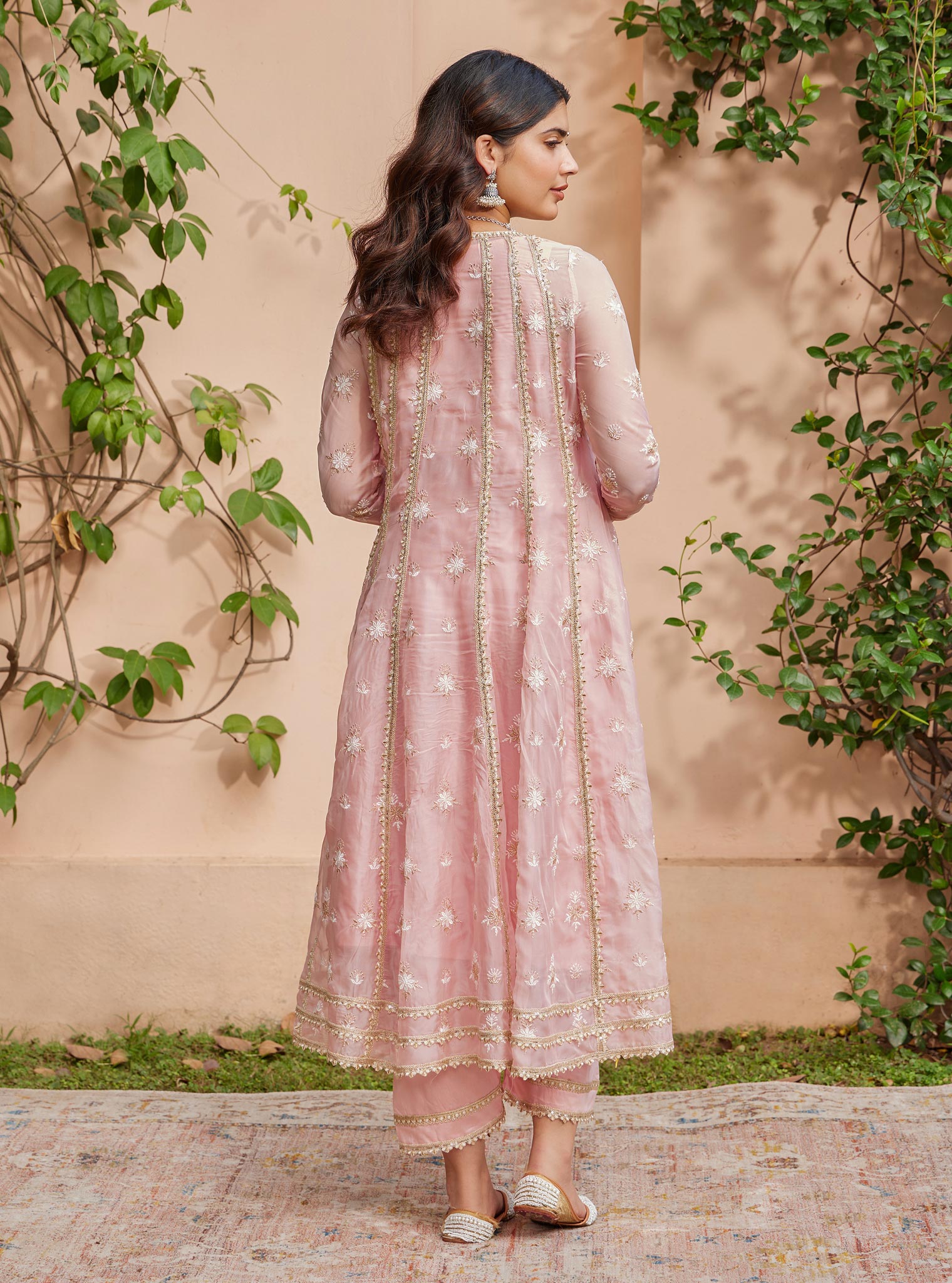 Agira Organza Pink Anarkali Kurta Set