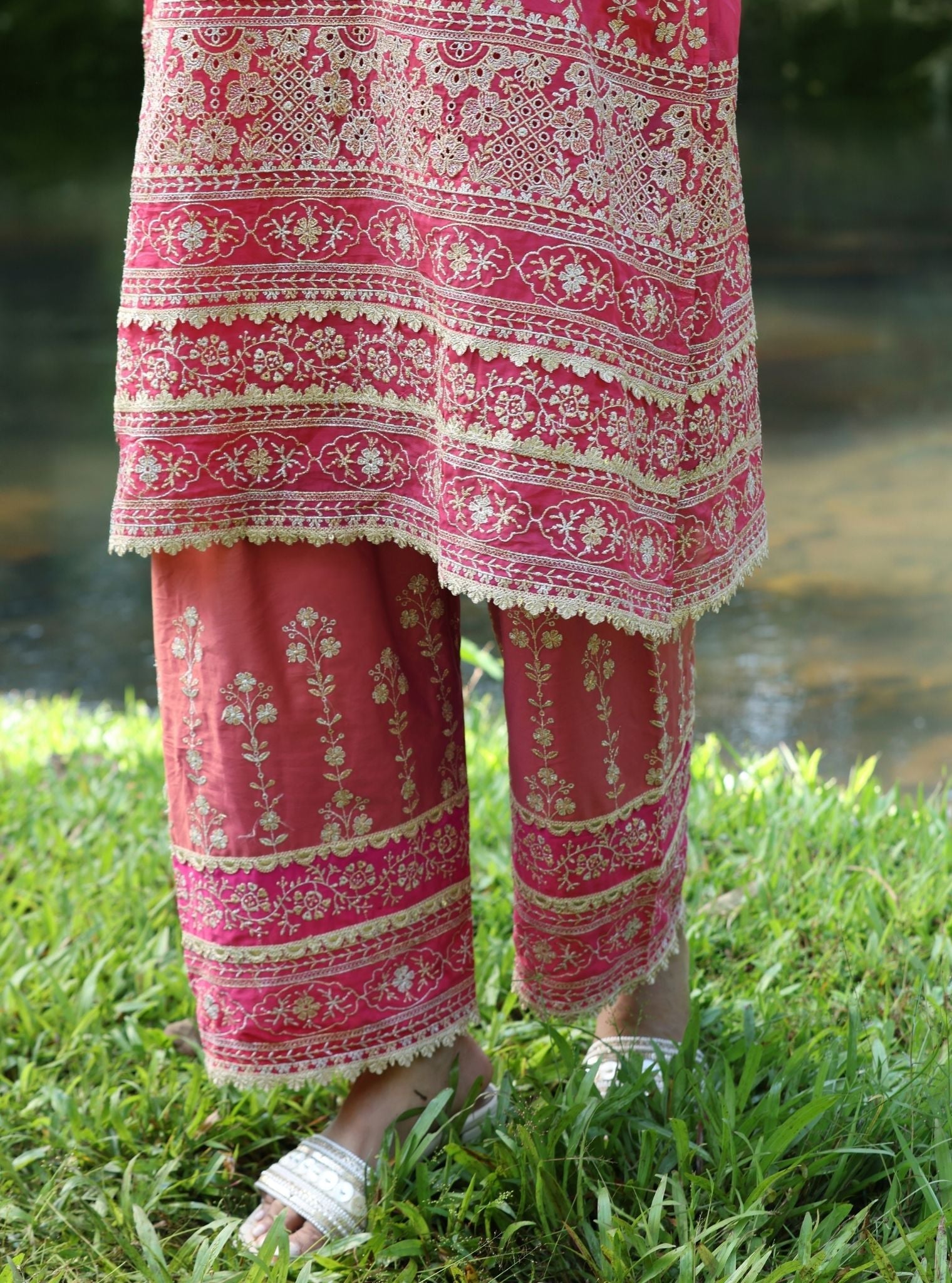 Kali Organza Fuschia Kurta Set