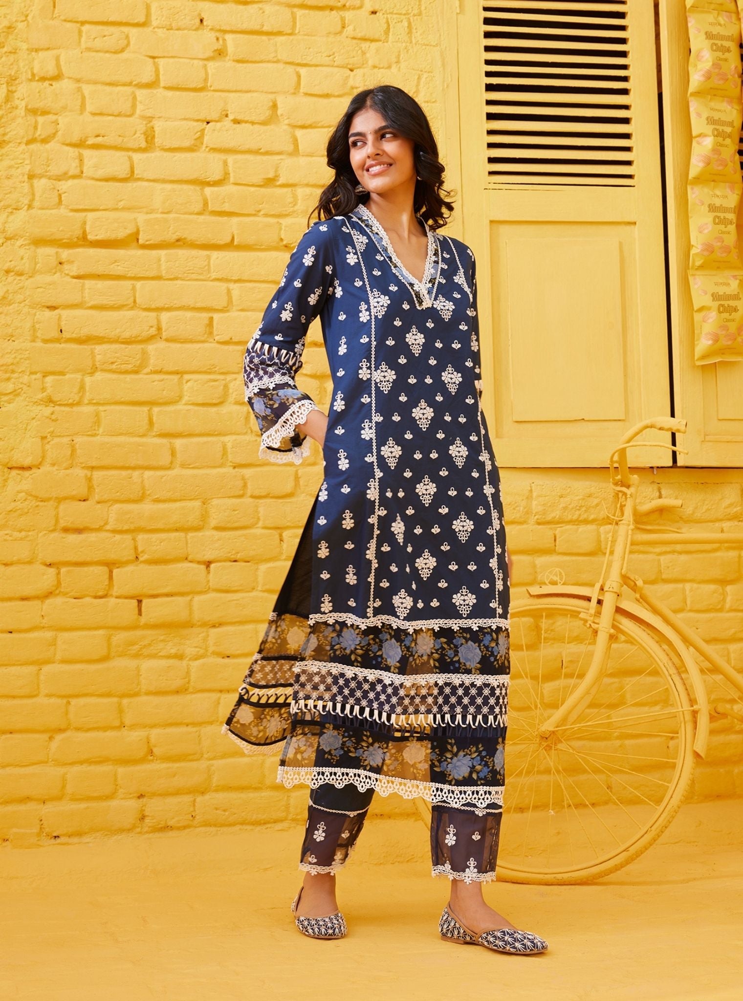 Revaari Supima Cotton Navy Kurta Set