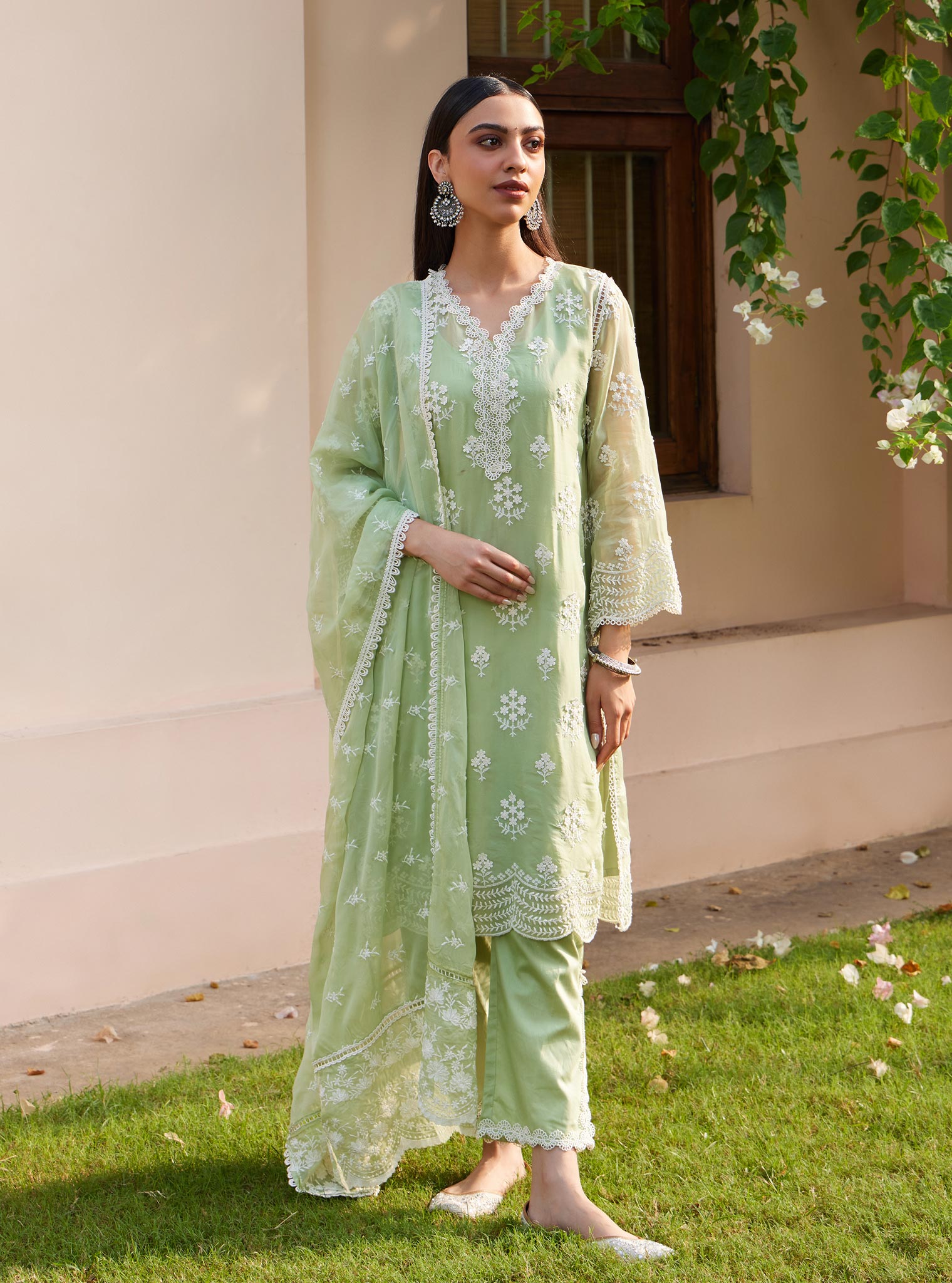 Aruni Organza Green Kurta Set