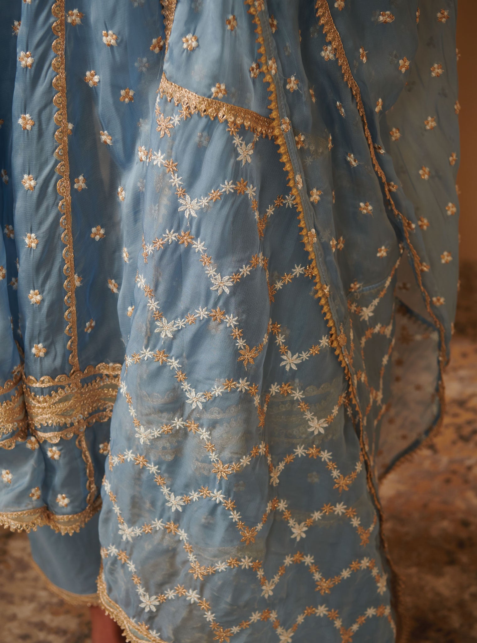 Ancita Organza Blue Anarkali Kurta Set