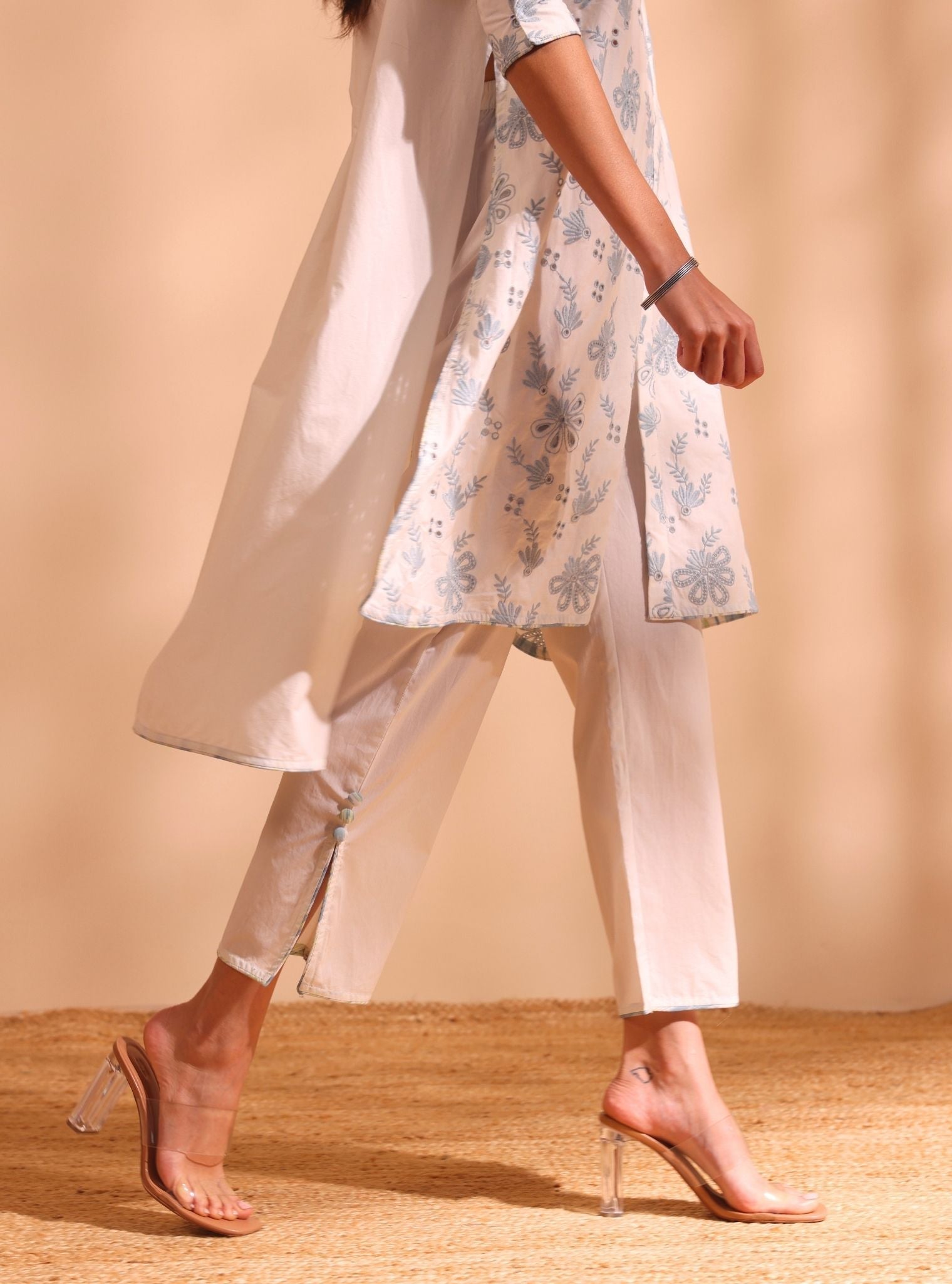 Niva Supima Cotton Stark White Long Co-ord Set