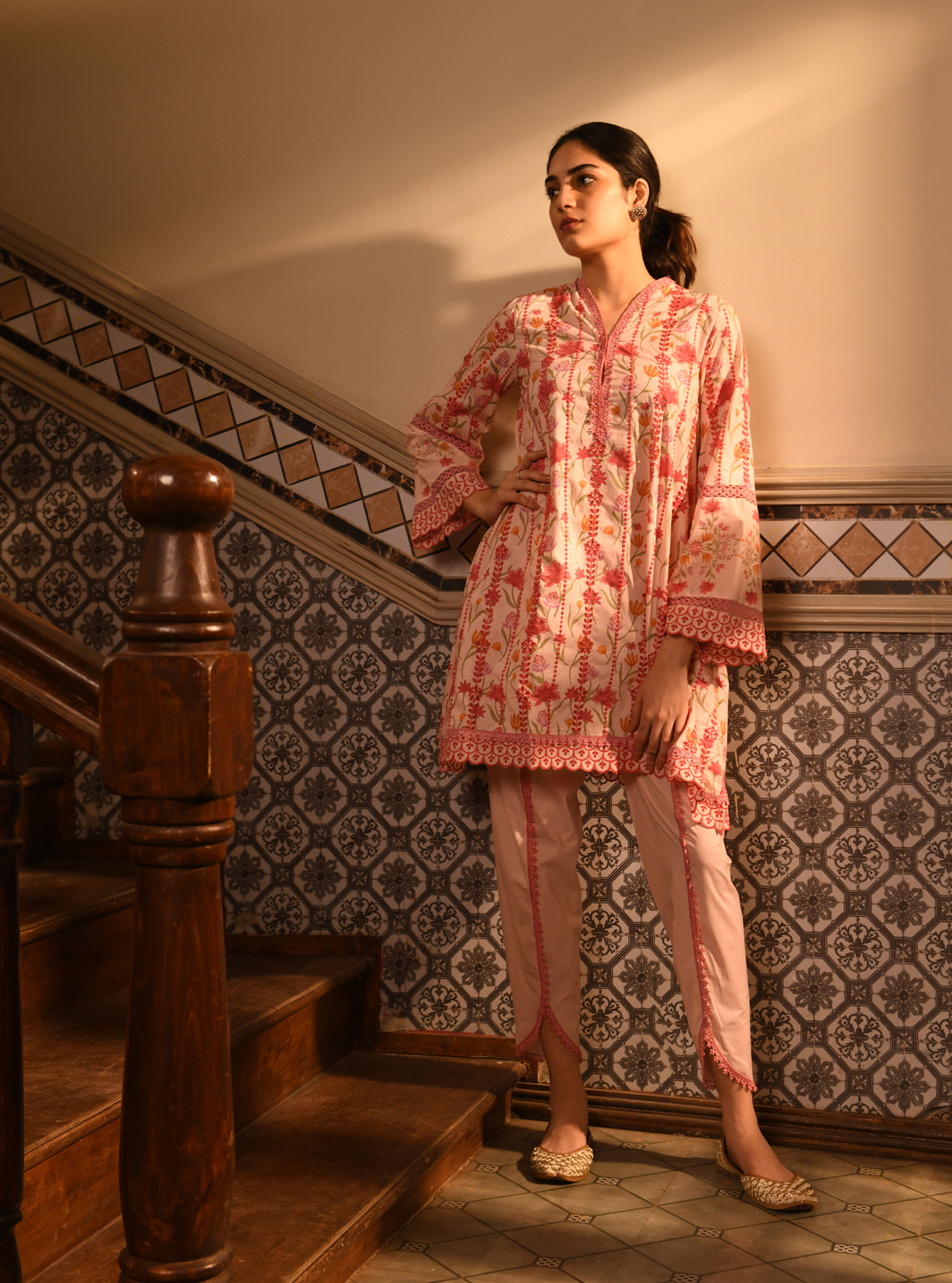 Gargi Supima Cotton Printed Pink Kurta Set