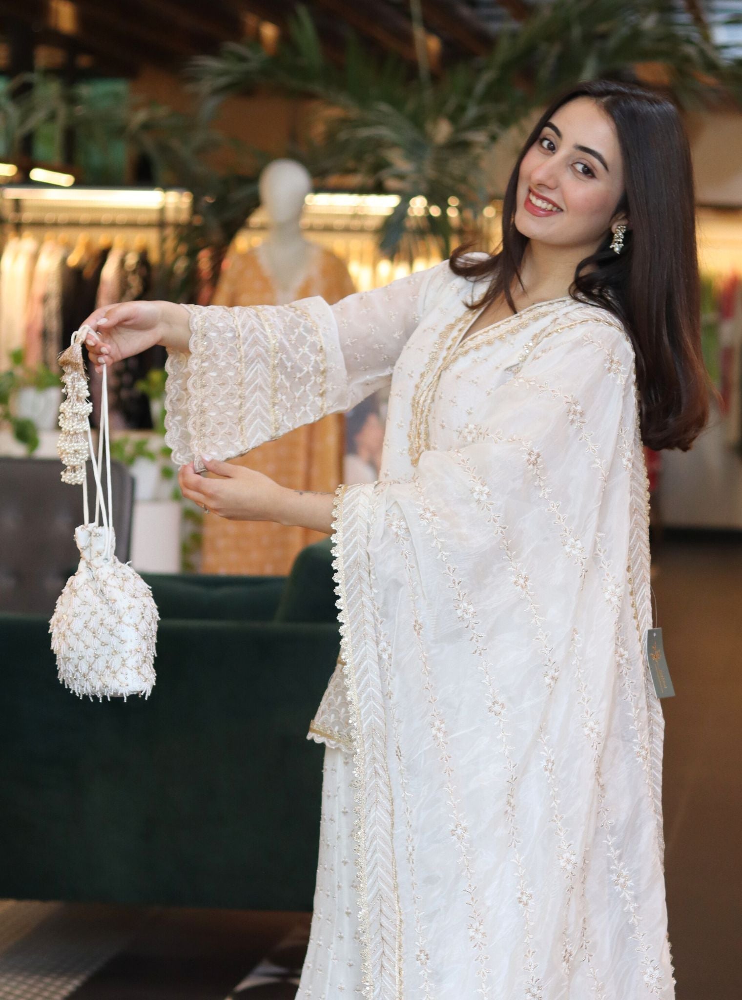 Sangli Organza Off White Kurta with Sharara Set