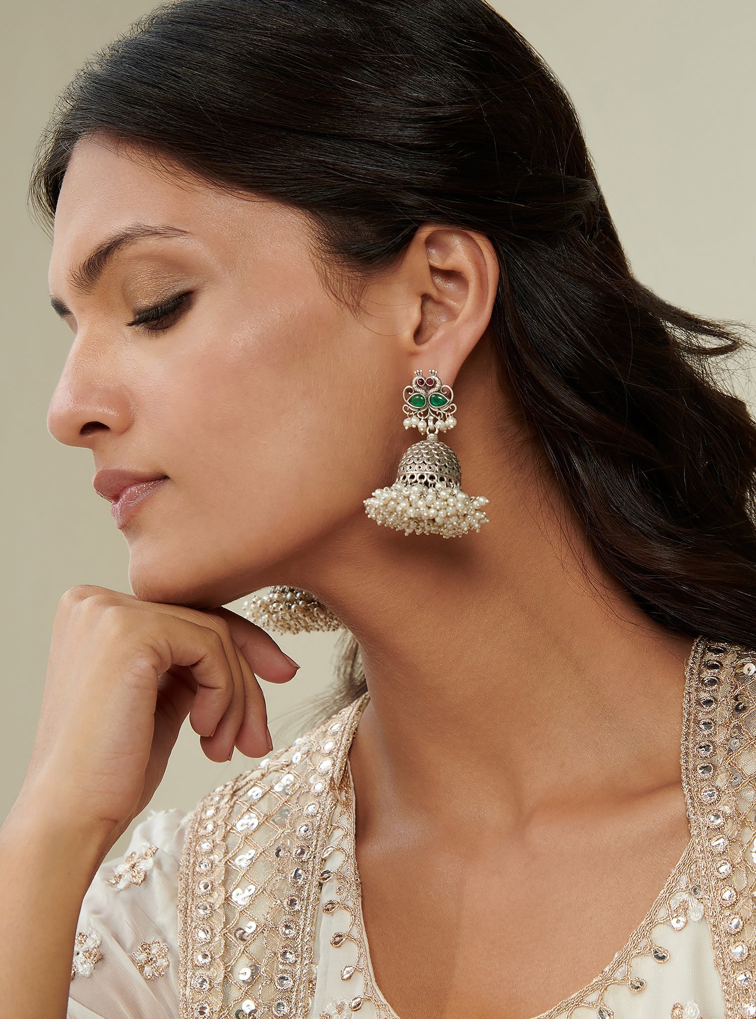 Pure Silver Chandraki Jhumka