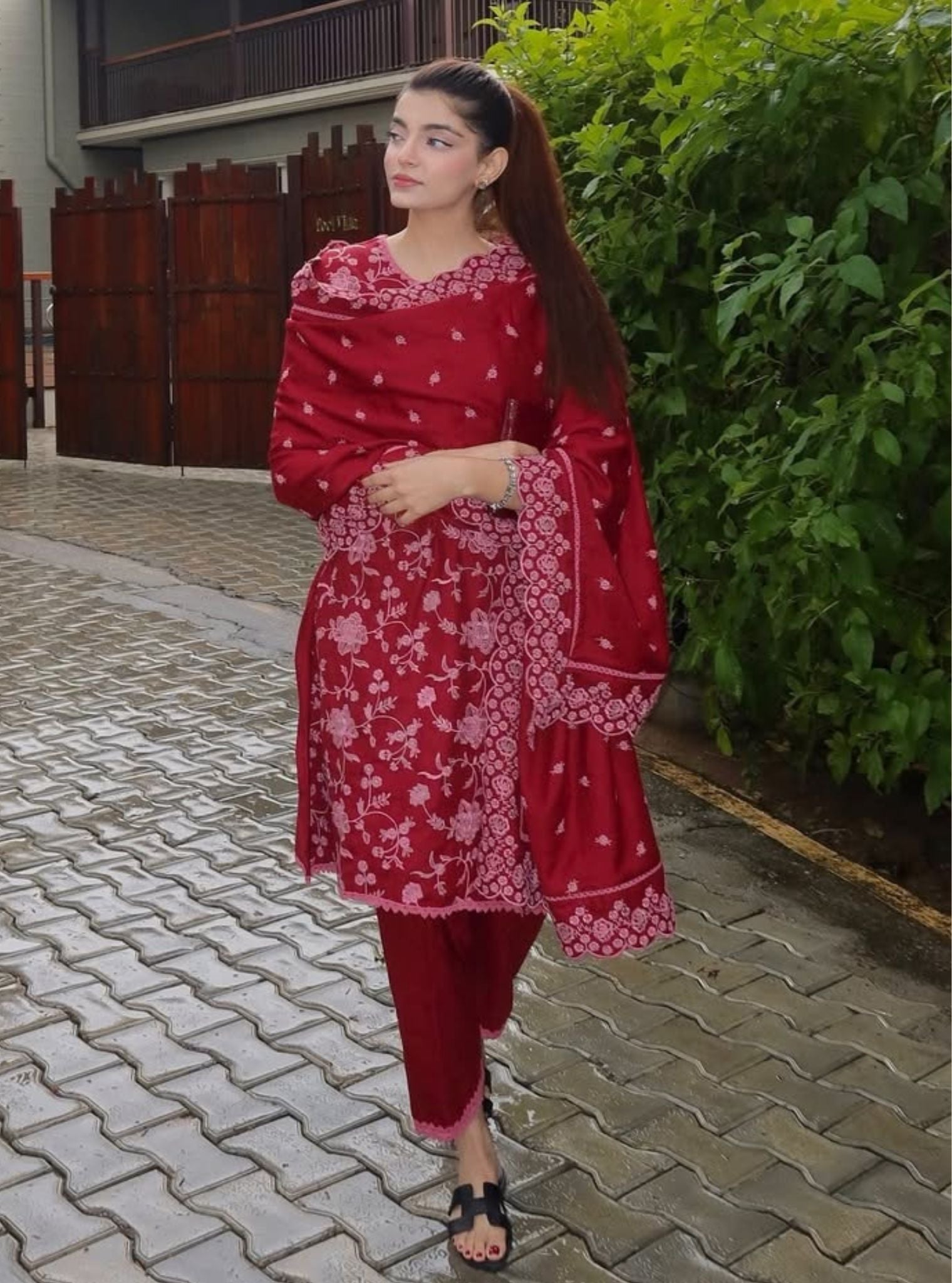 Juno Wool Wine Kurta Set