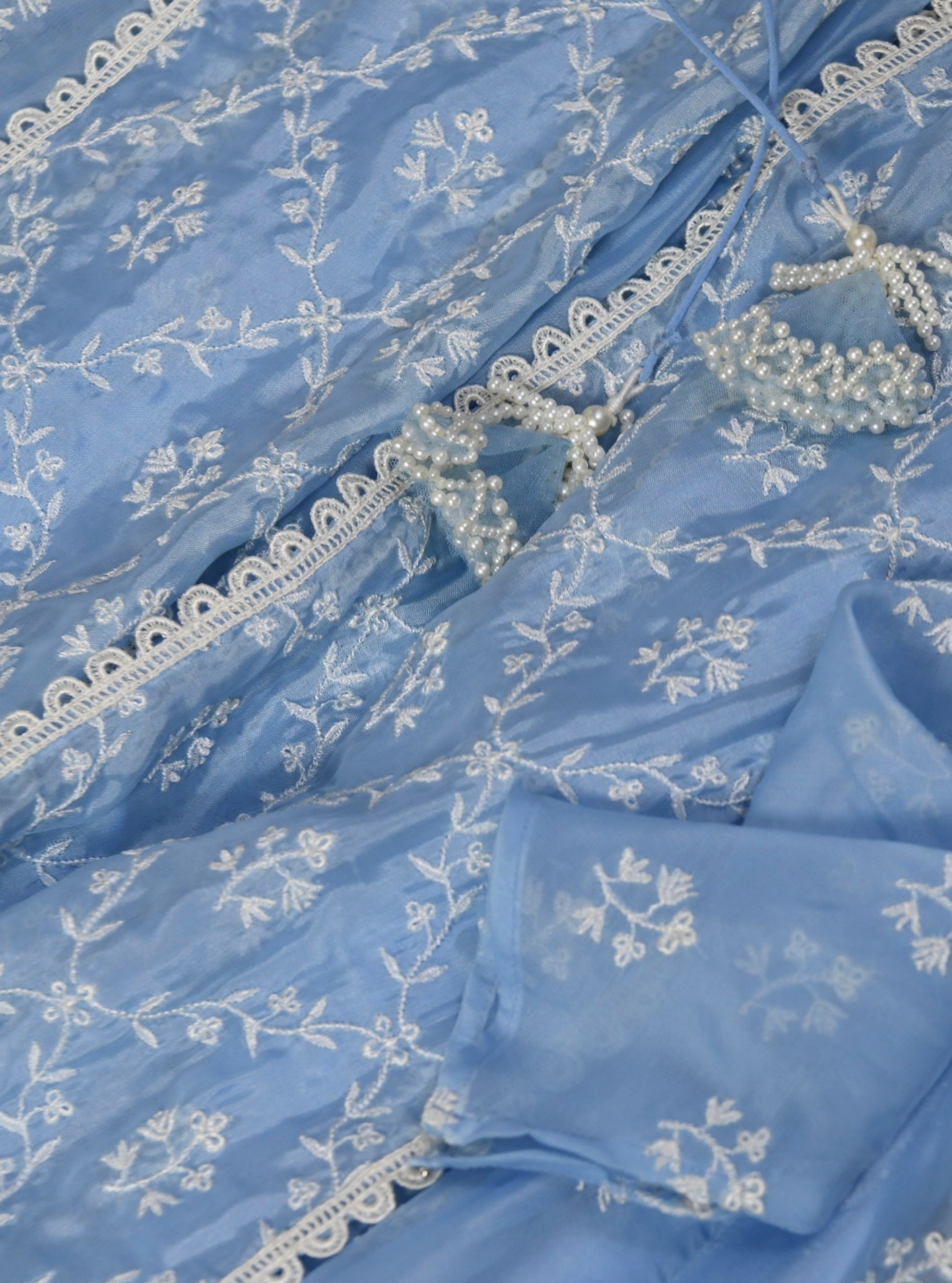 Essex Organza Blue Anarkali Kurta Set