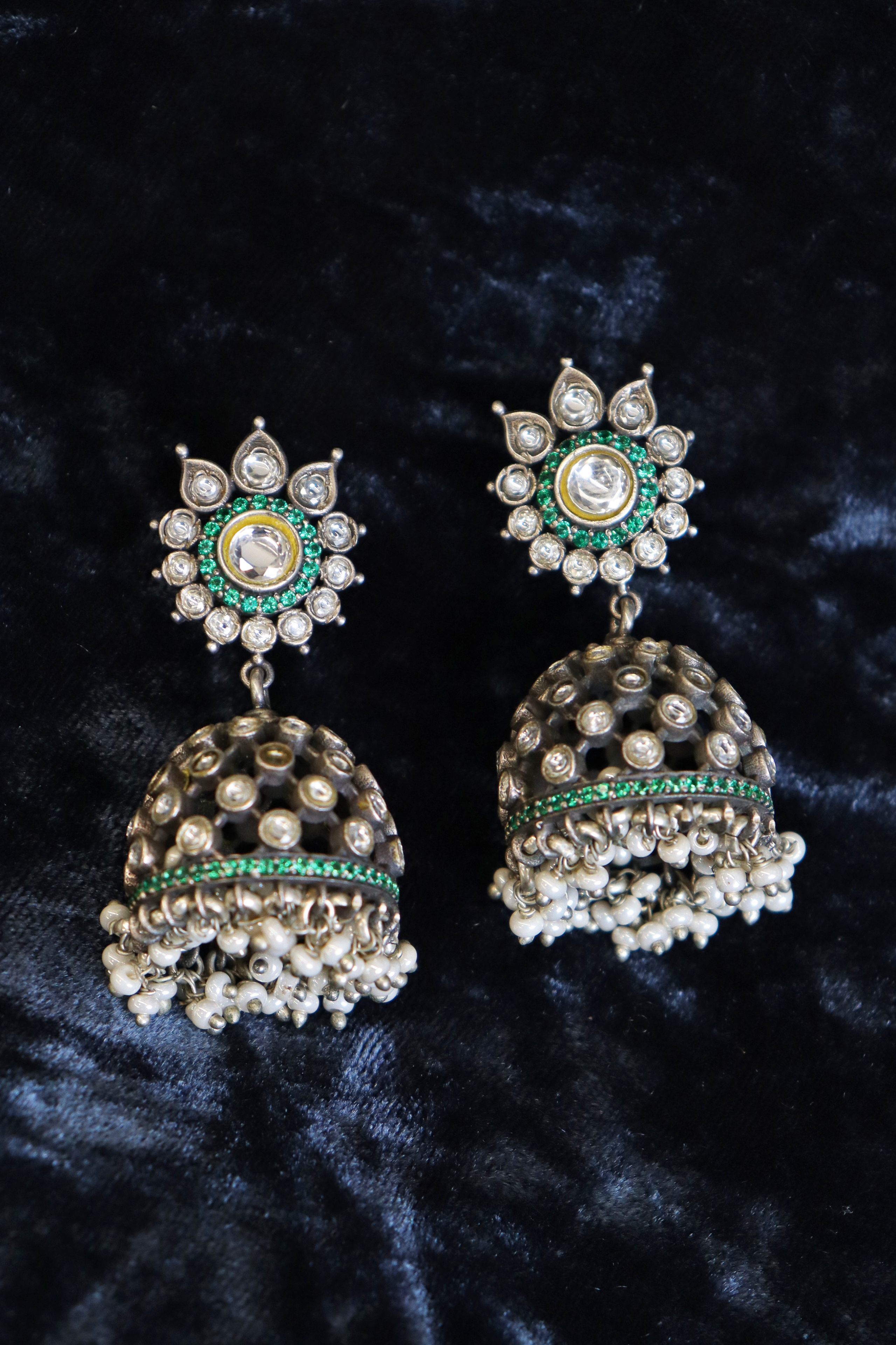 Pure Silver Verdant Jhumka