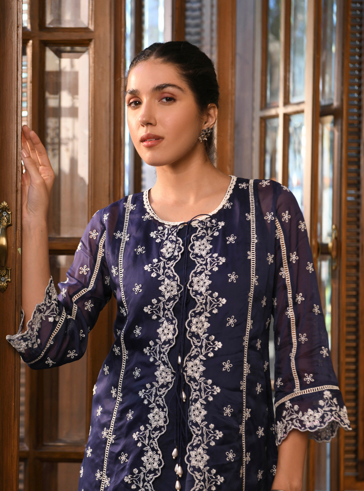 Paheli Organza Navy Kurta Set