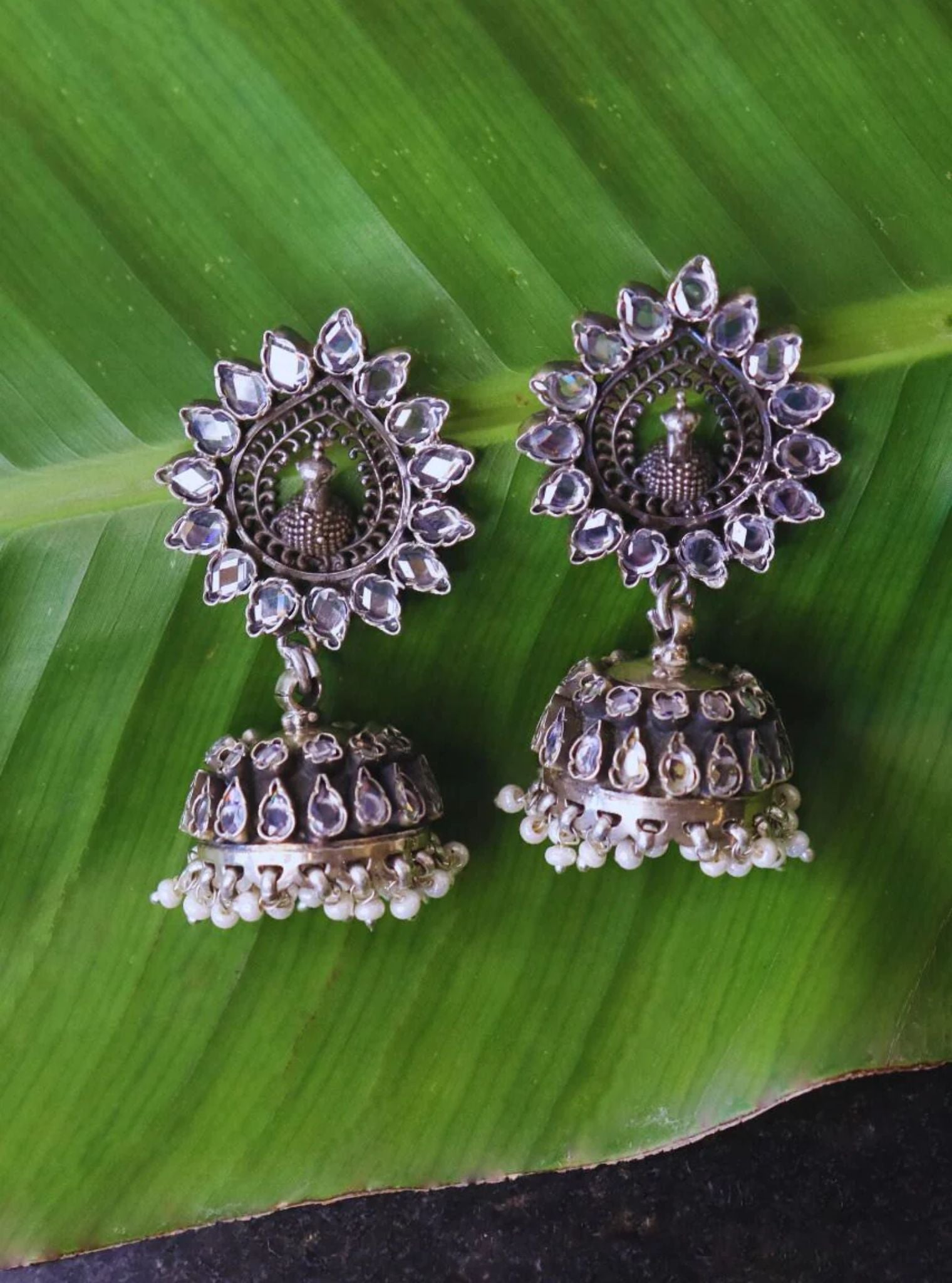 Pure Silver Mayurika Jhumka