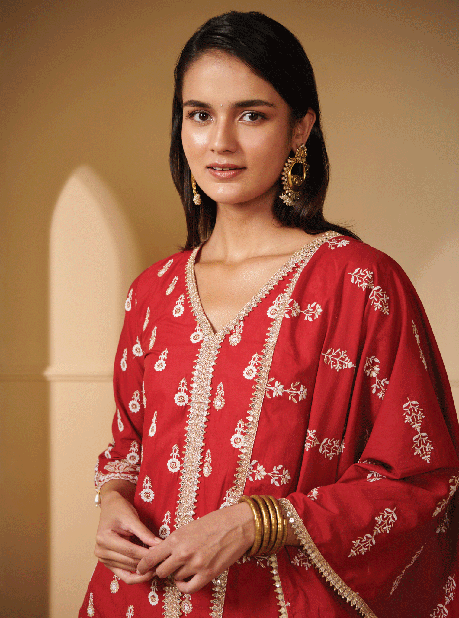 Ahar Supima Cotton Red Kurta Set