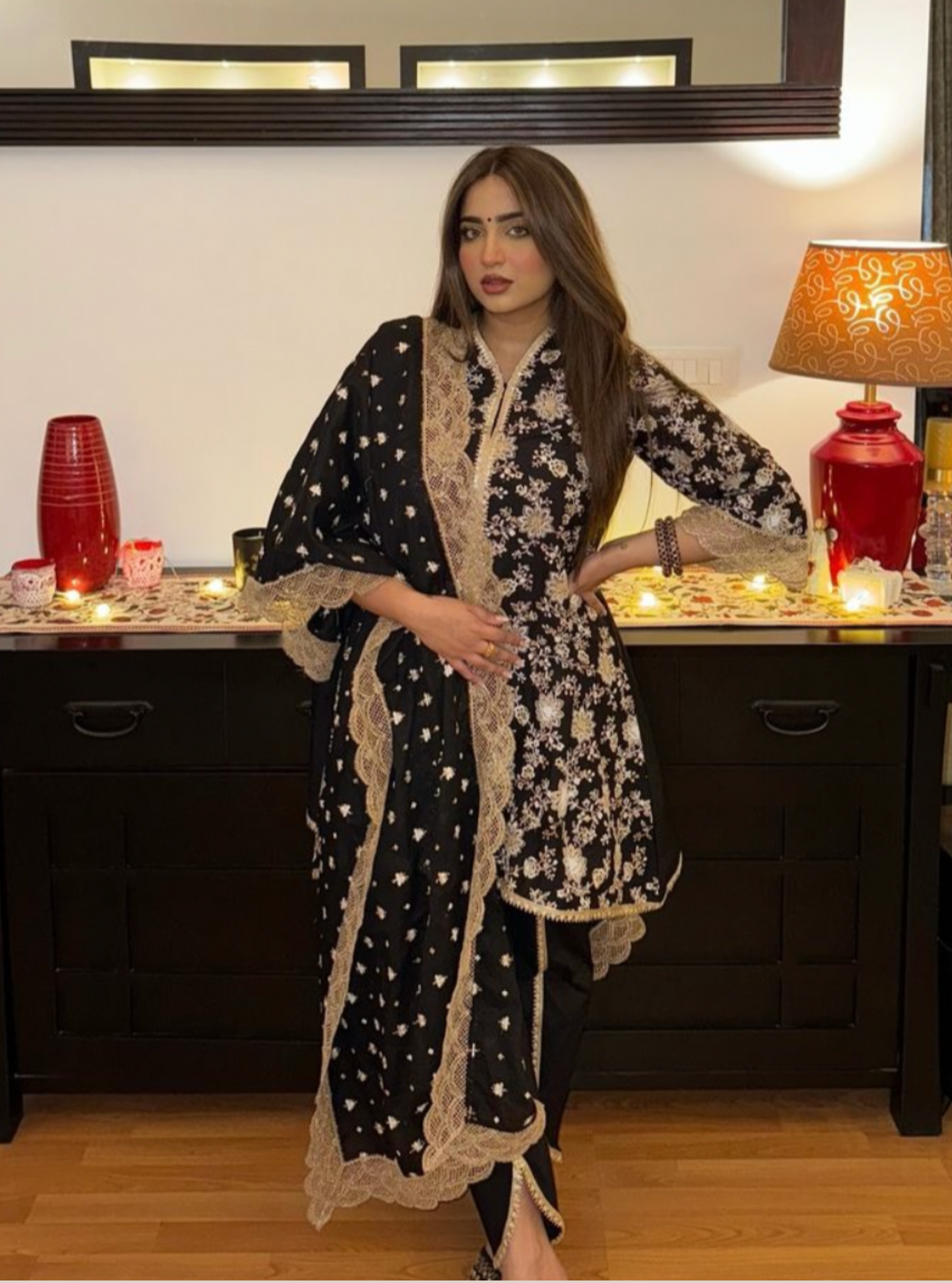 Komen Supima Cotton Black Kurta Set