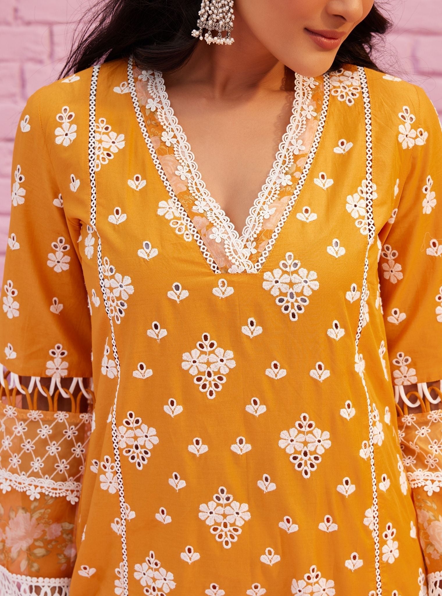 Revaari Supima Cotton Orange Kurta Set