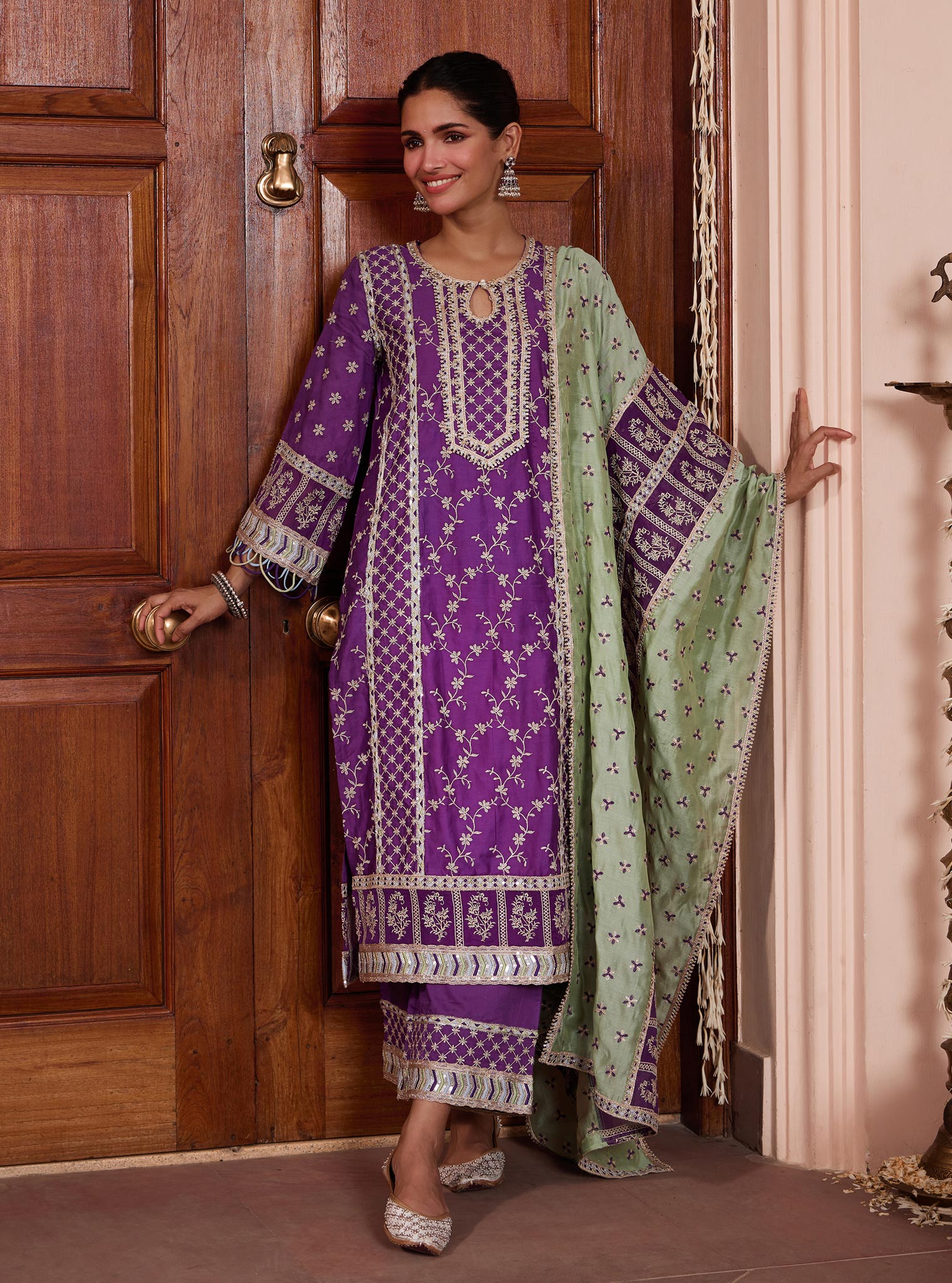 Briti Pima Purple Kurta Set