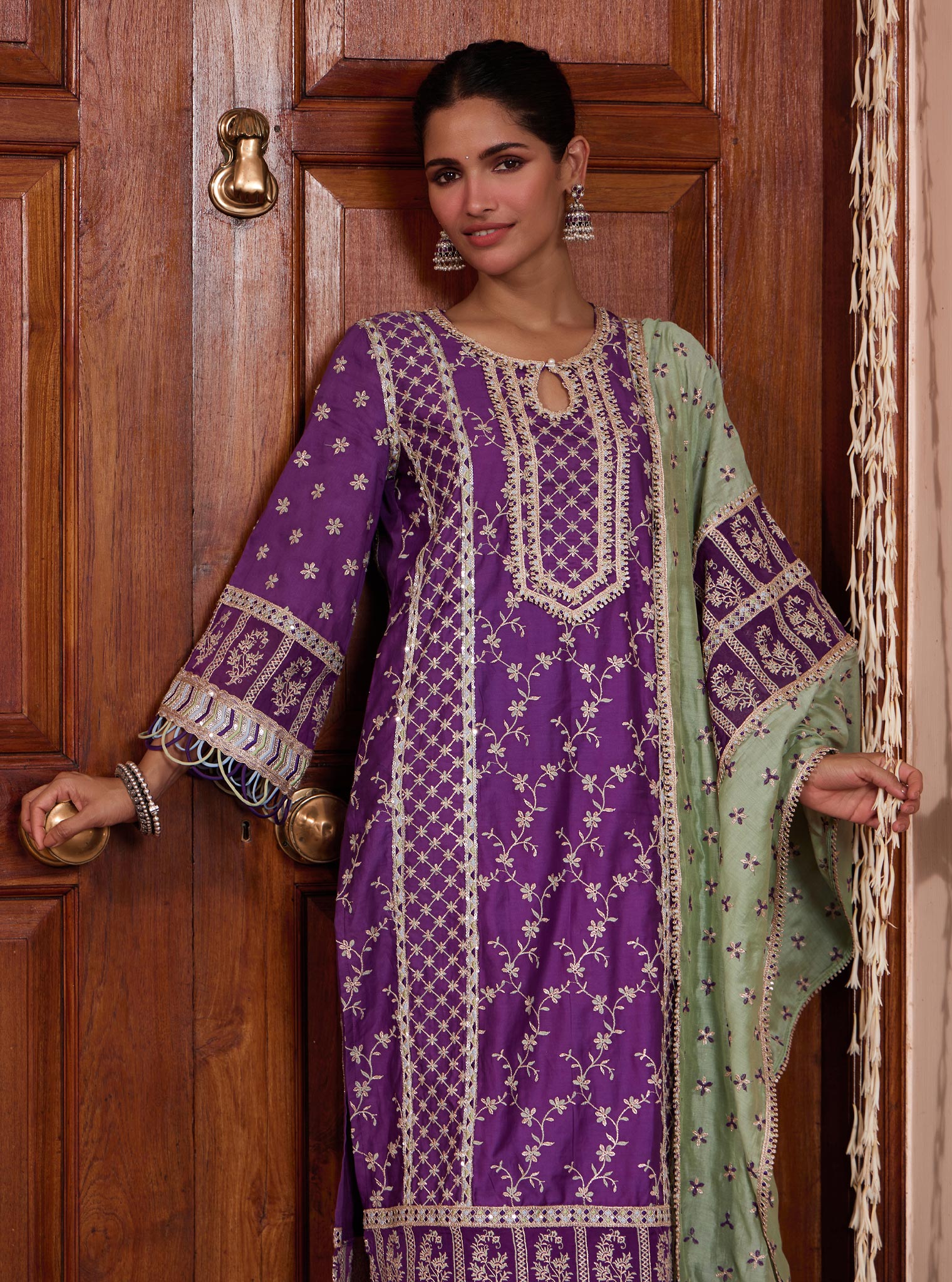 Briti Pima Purple Kurta Set