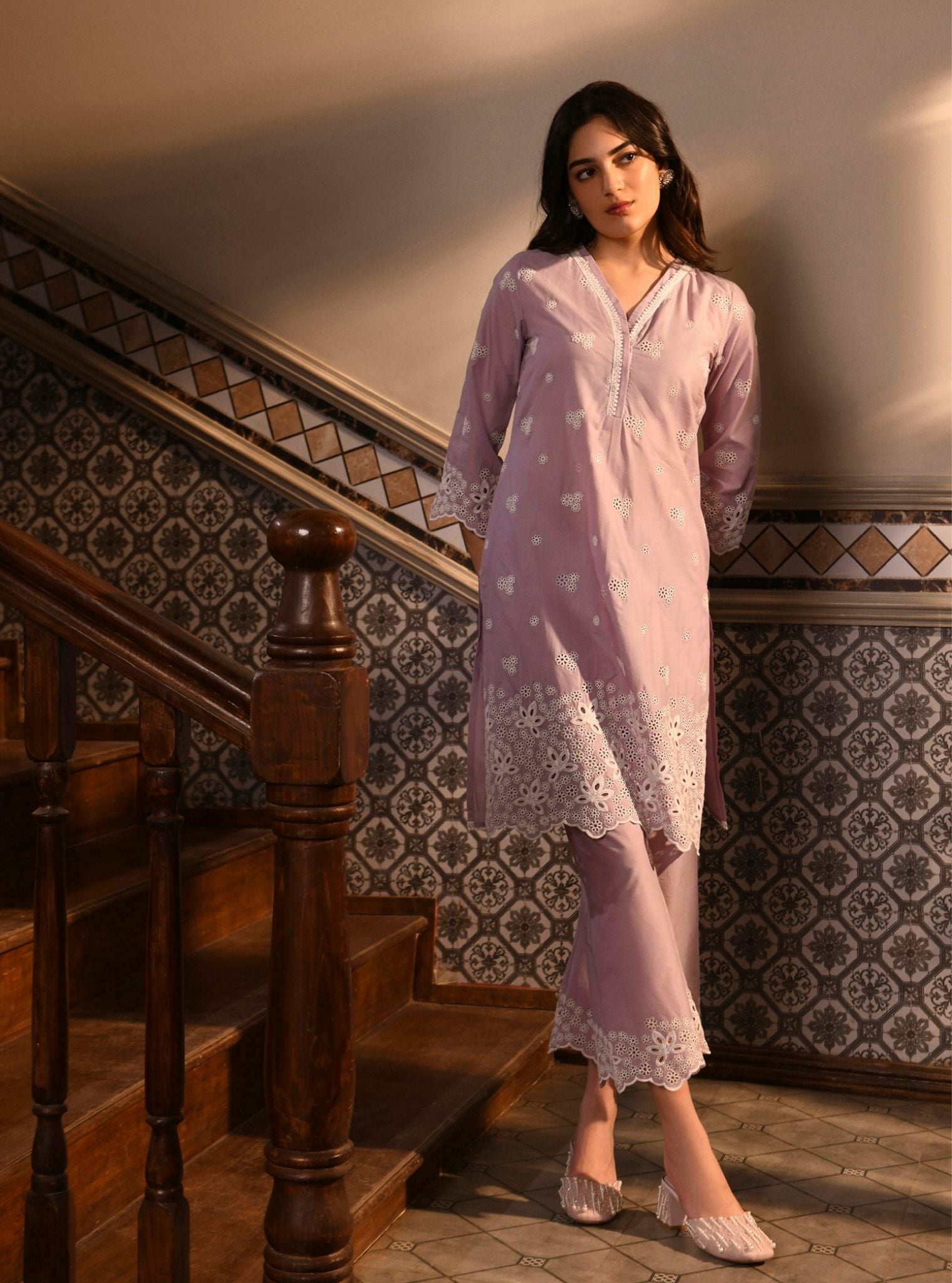 Effat Supima Cotton Lilac Kurta Set