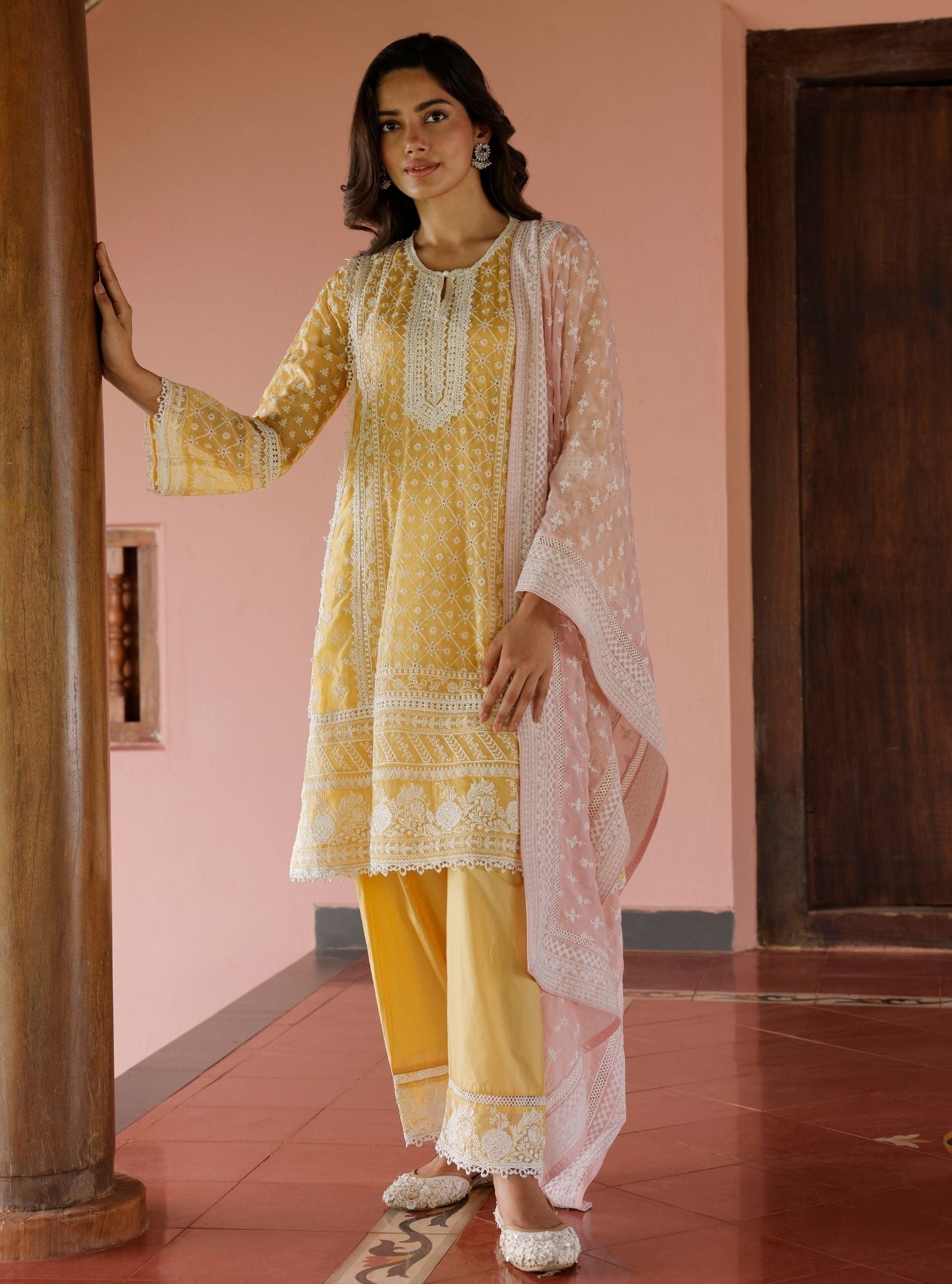 Sritha Organza Yellow Kurta Set