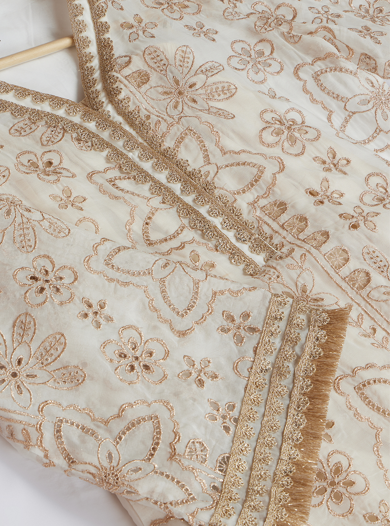 Ekani Organza Off White Kurta with Salwar Set