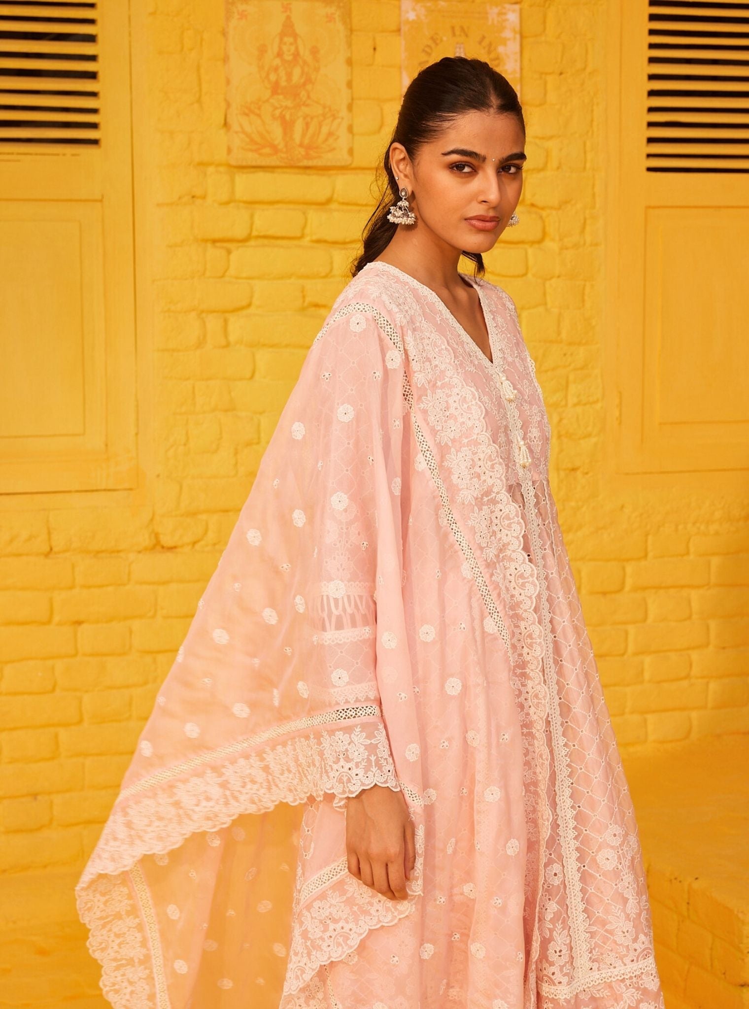 Ilaa Organza Pink Anarkali Kurta Set