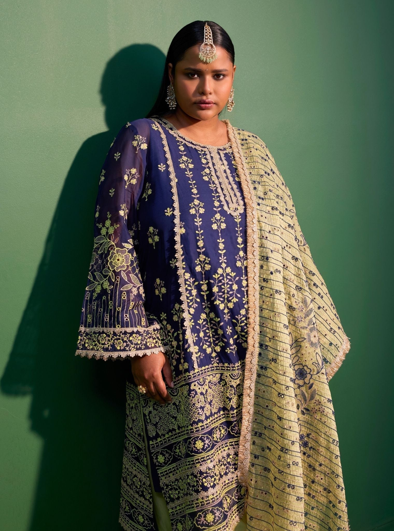 Kali Organza Navy Kurta Set