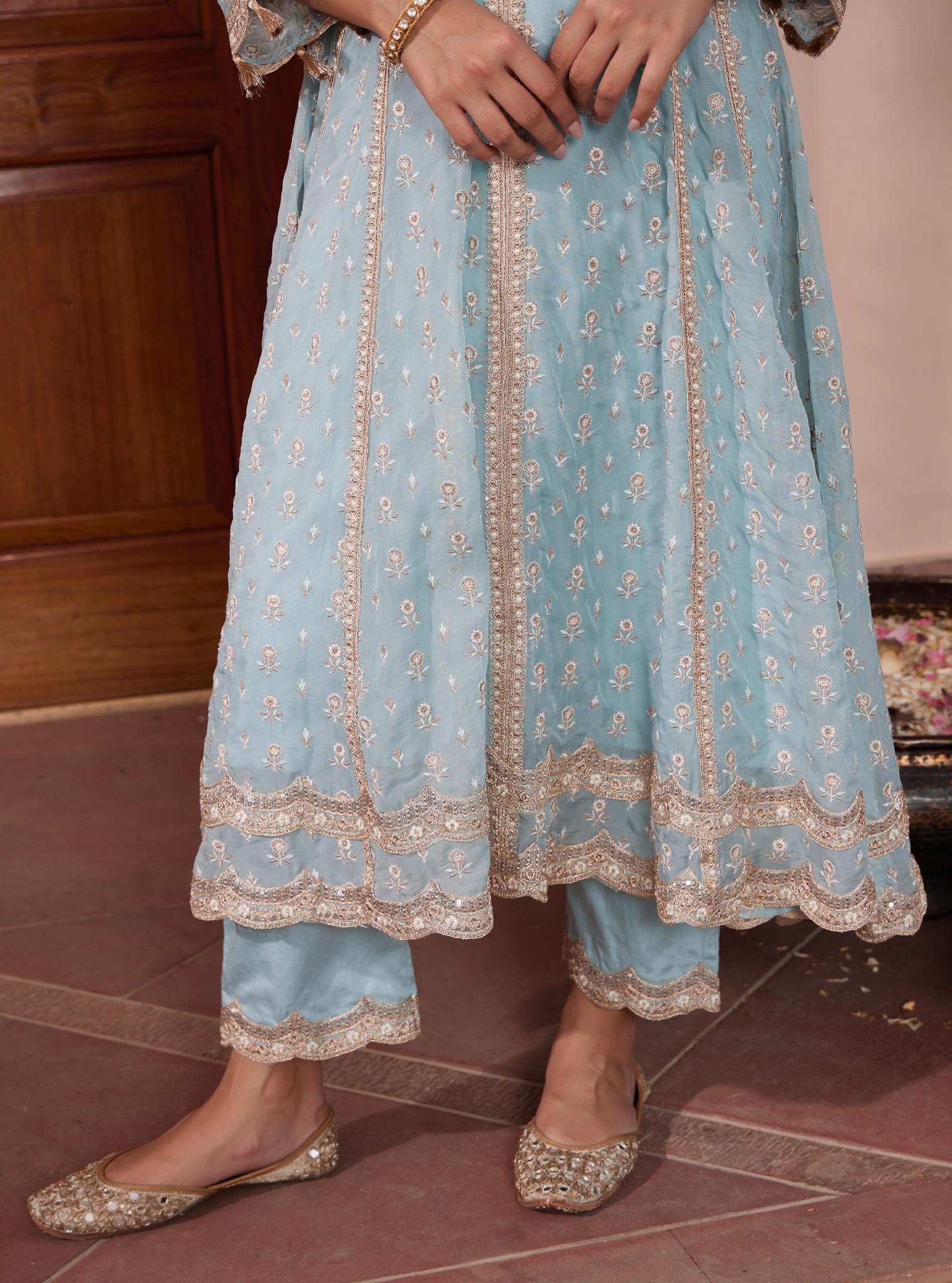 Smera Organza Blue Anarkali Kurta Set